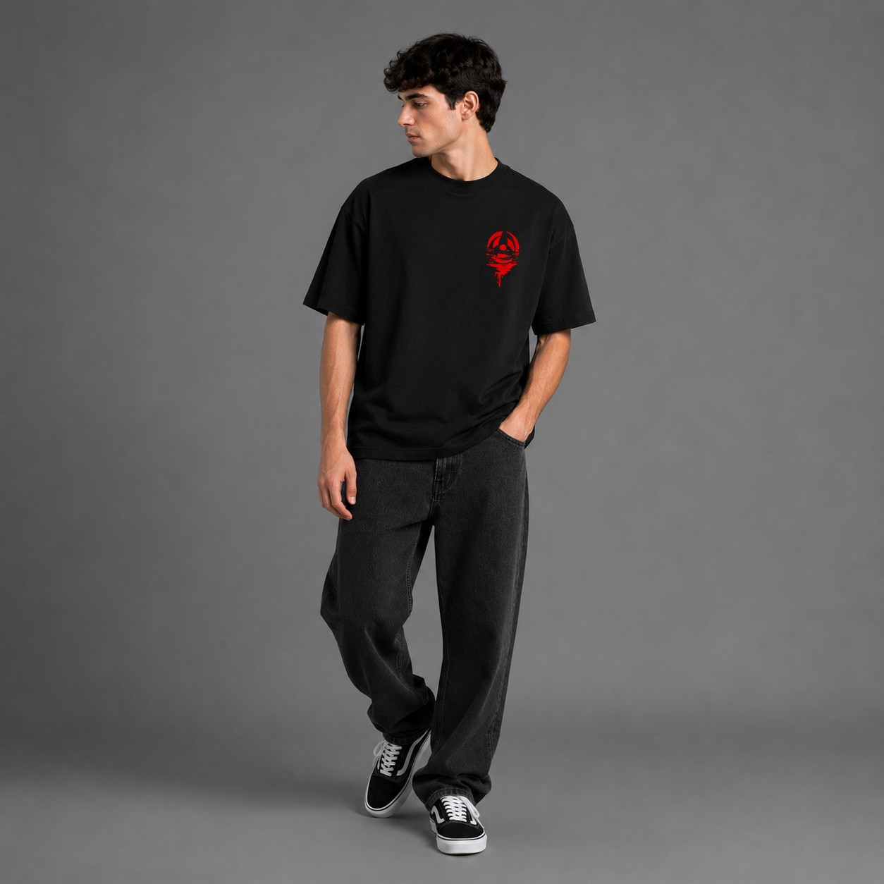 Men’s Oversized Graphic Tee Japanese Anime Style Streetwear Heavy Cotton T-Shirt