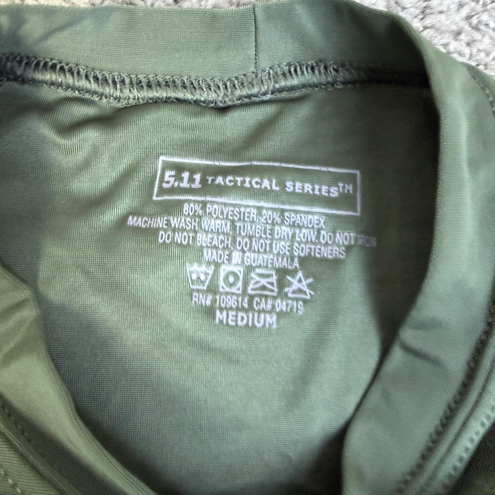 5.11 Tactical Shirt Mens M Green Base Layer Athletic Crewneck Polyester Spandex