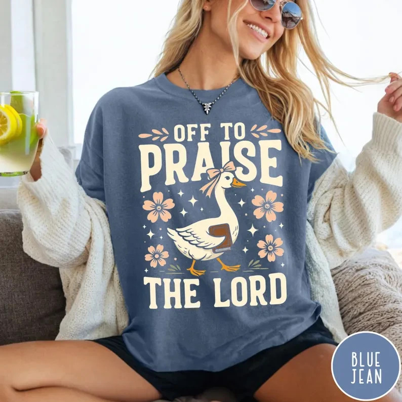 Cottagecore Christian Shirt Praise The Lord Duck Tee Faith Aesthetic Gift