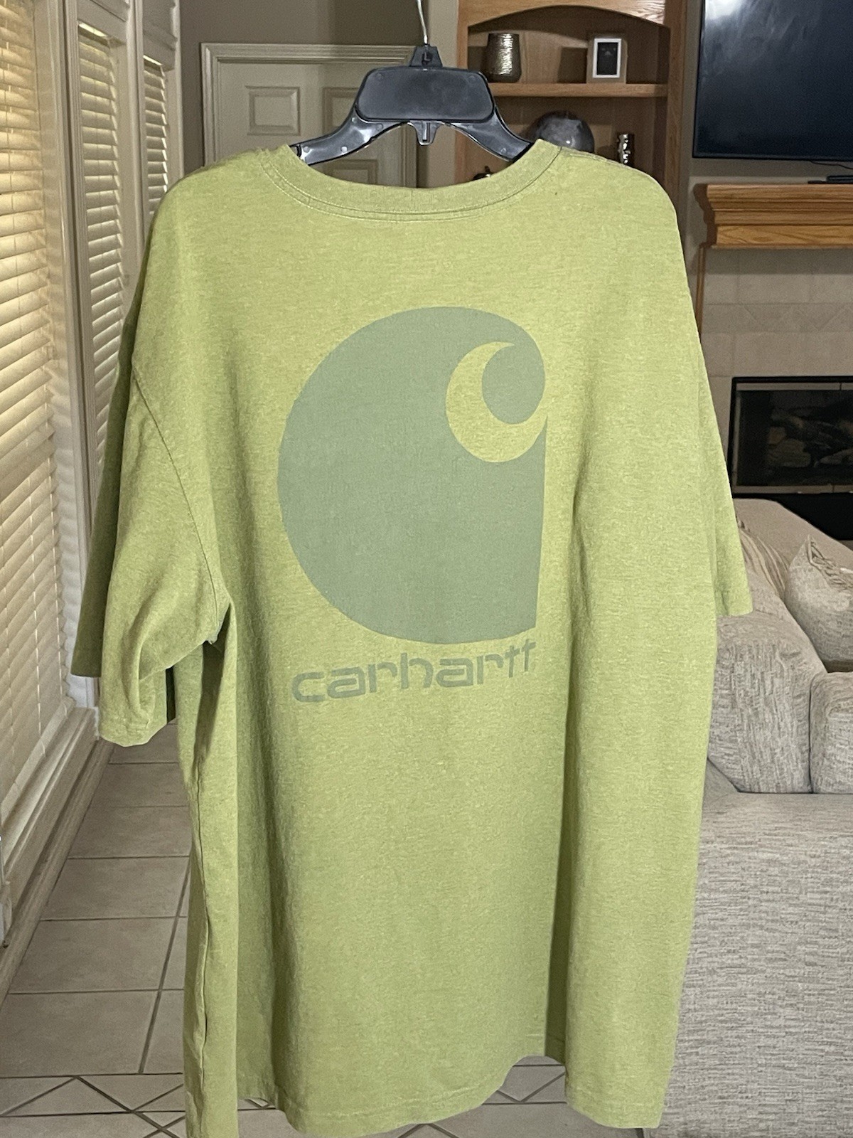Carhartt Men’s 2XL T-Shirt Green Pocket Original Fit Crew Neck Cotton Heavyweigh