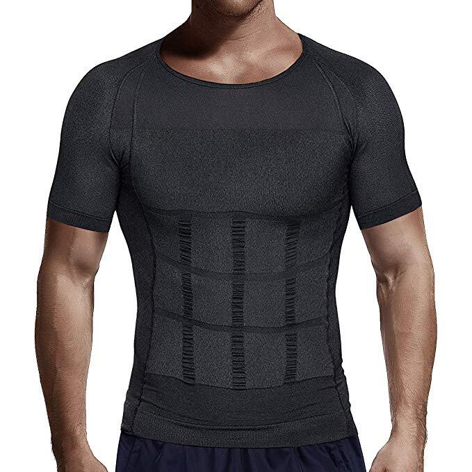 Men Slimming Body Shaper Posture Corrector Vest Tummy Compression T-Shirt Tops