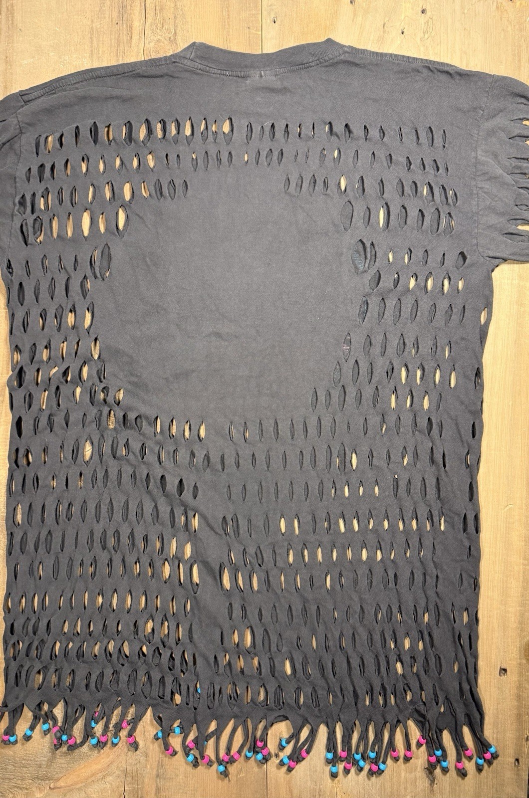 90s Dorsett Tees Flamingo Beach Club Graphic Beaded Distressed TShirt XXXL Black