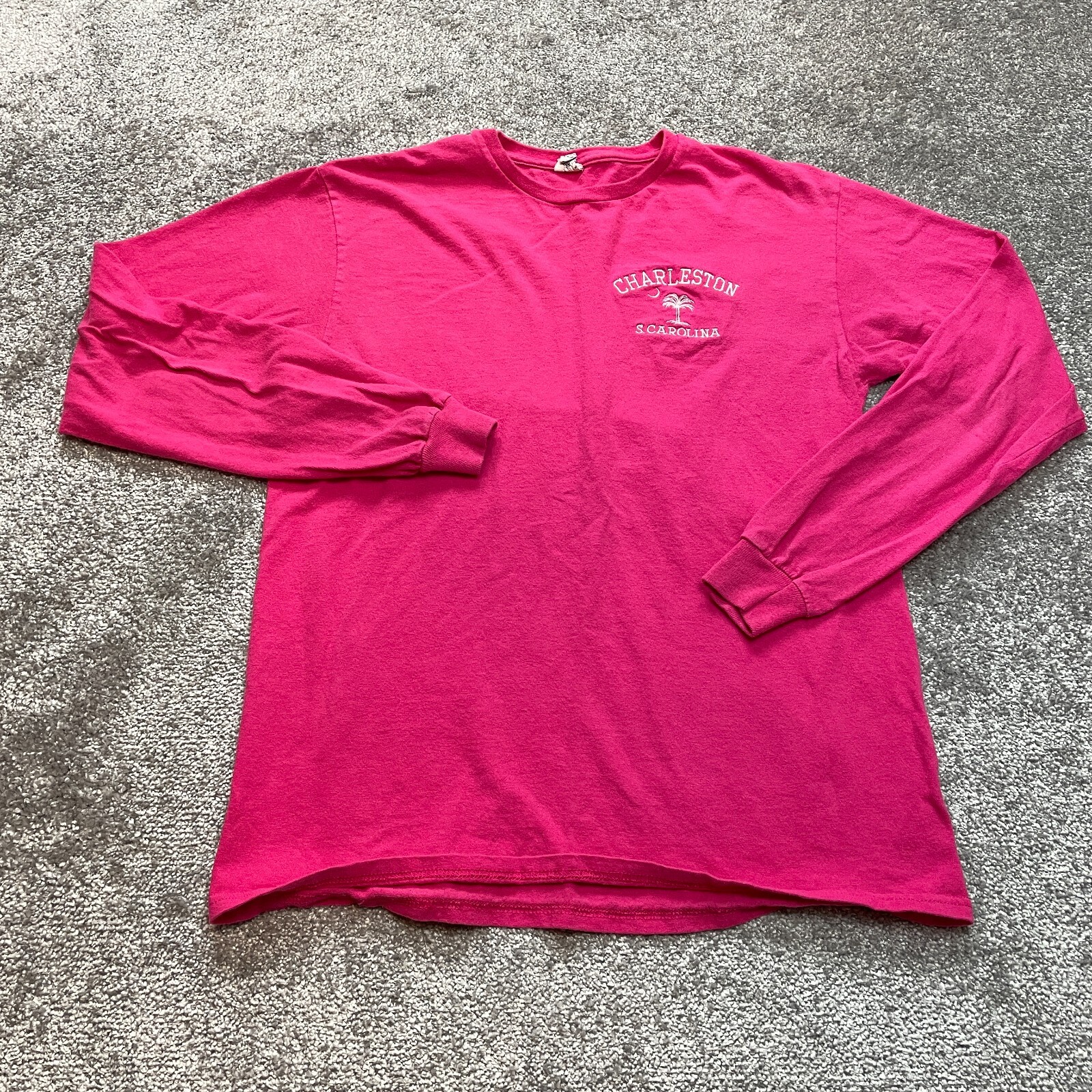 Delta Pro Weight Shirt Adult Medium Pink Charleston South Carolina Logo Cotton
