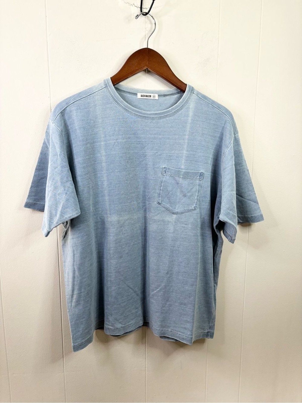 Buck Mason Indigo-Dipped Yuma 90s Boxy Pocket Tee size M new flaw
