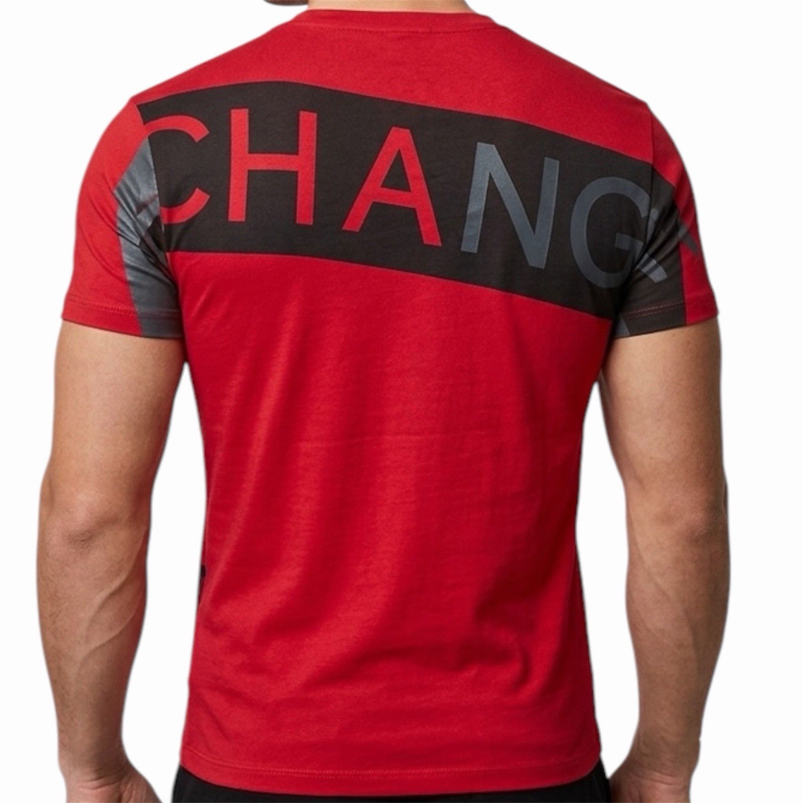 ARMANI EXCHANGE Red Black BIAS Short Sleeve Slim Fit Designer V-NECK T-shirt NWT