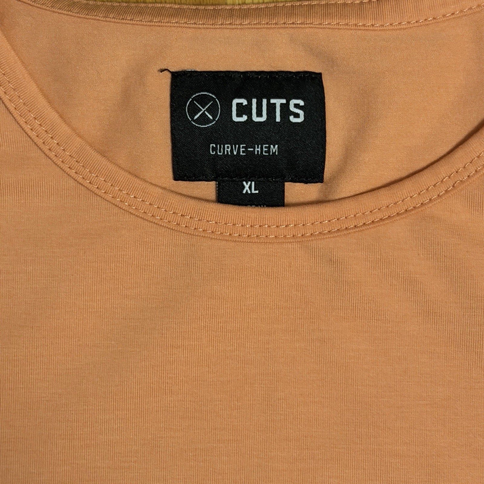 Cuts Clothing Mens XL Burnt Orange AO Curve-Hem Short Sleeve Stretch Tee PYCA