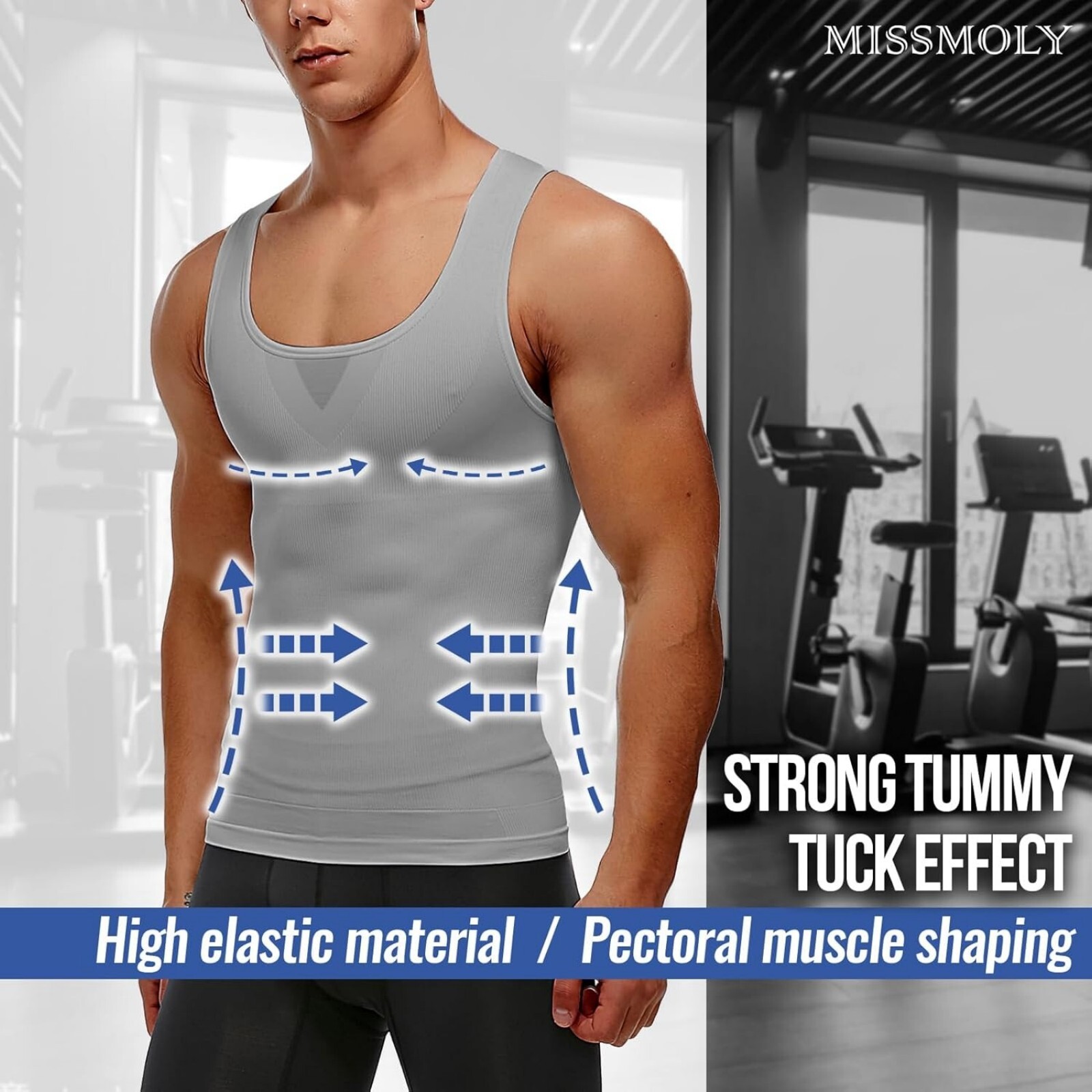 Male Gynecomastia Compress Tank Top Mens Slimming Body Shaper Vest Abs Shirt US