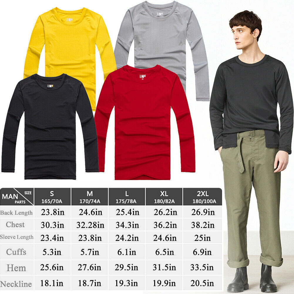 Men’s Athletic Long Sleeve Compression Shirts Dry Fit Sports Gym Shirts Workout