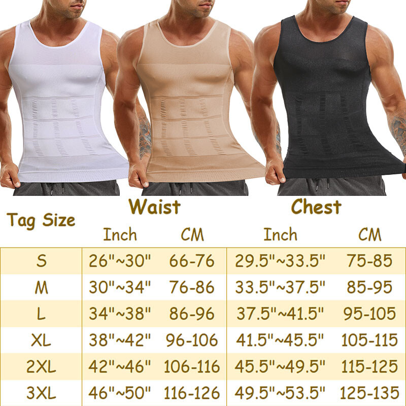 Men’s Slimming Body Shaper Belly Chest Gynecomastia T-Shirt Compression Tank Top