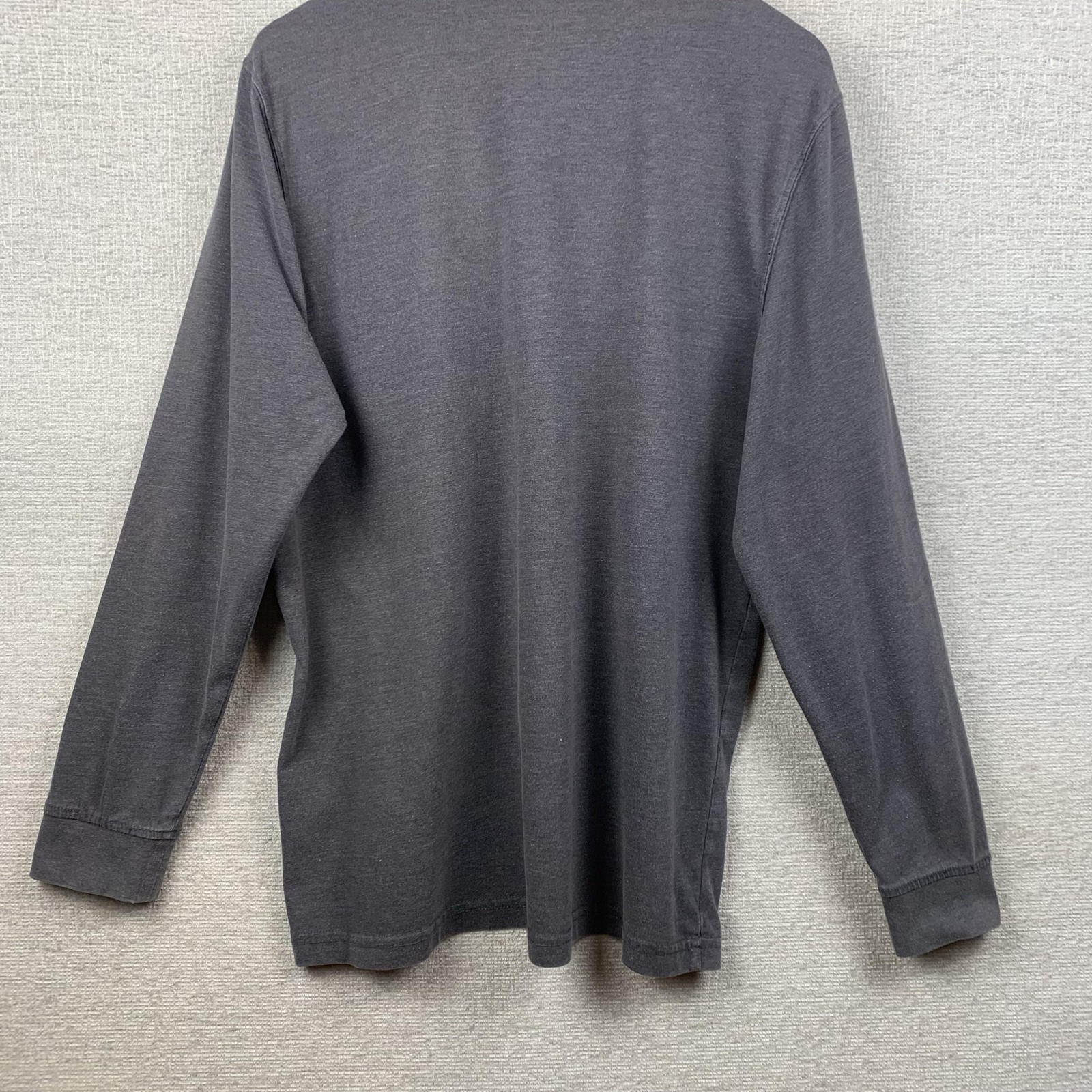 Croft & Barrow Henley Shirt Men Large Gray Long Sleeve Easy Care Soft Casual Son