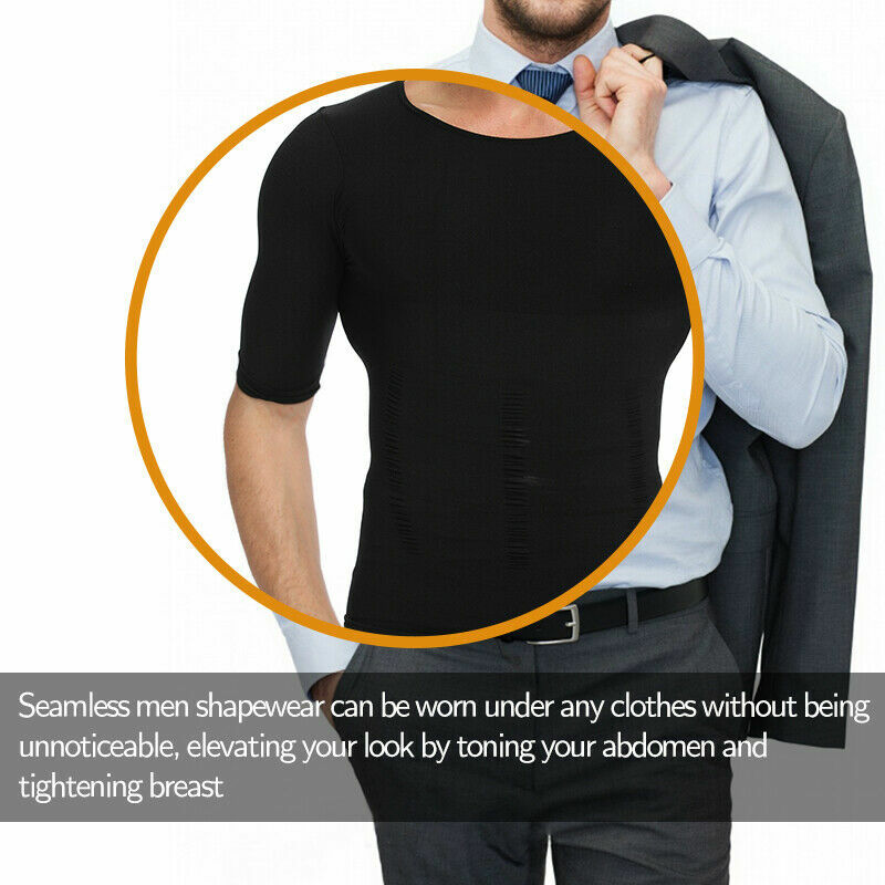 Men Compression Vest Girdle Tank Top Slimming T-Shirt Body Shaper Belly Chest