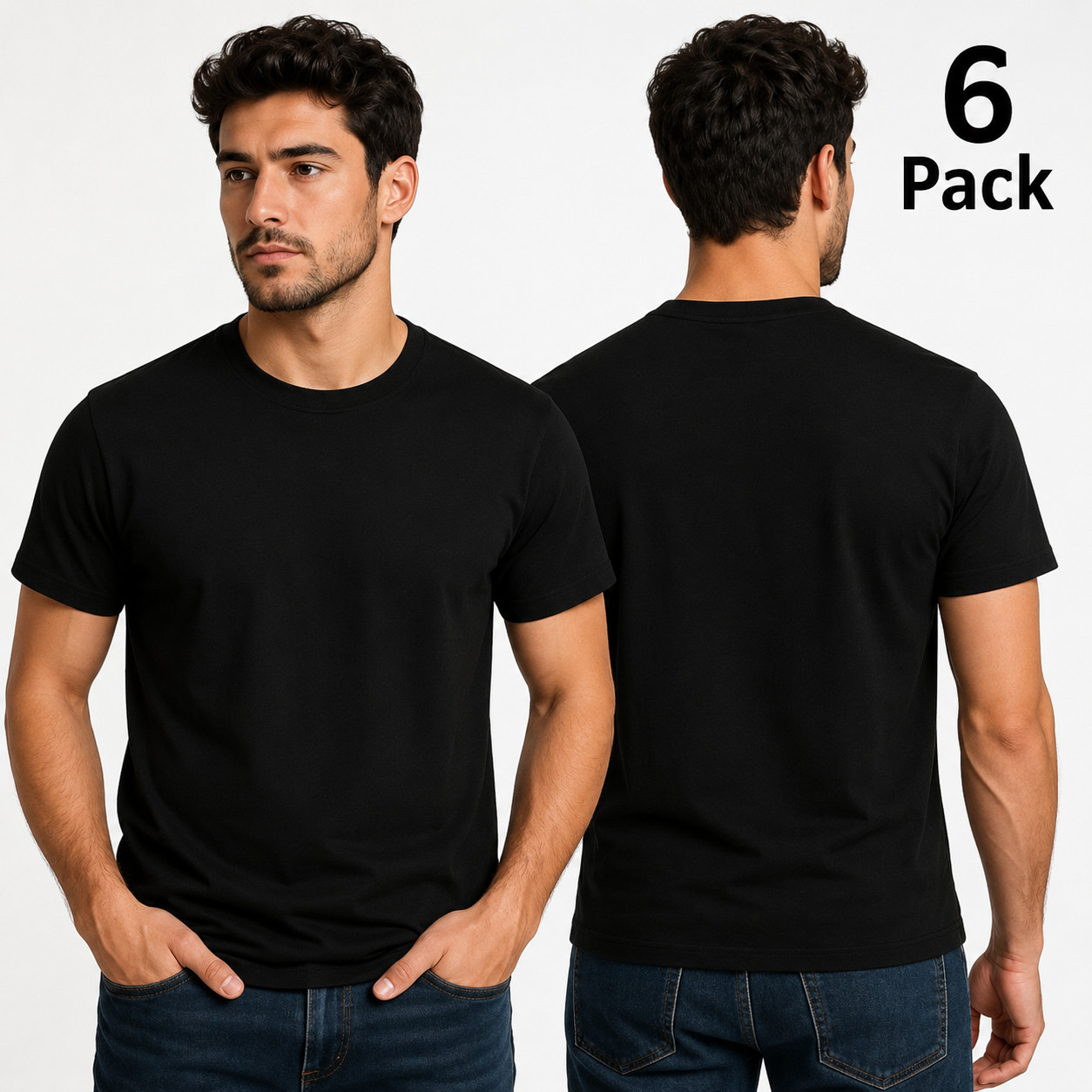 Men’s 220 GSM Black Cotton T-Shirt Crew Neck Short Sleeve Regular Fit S,M,L,XL