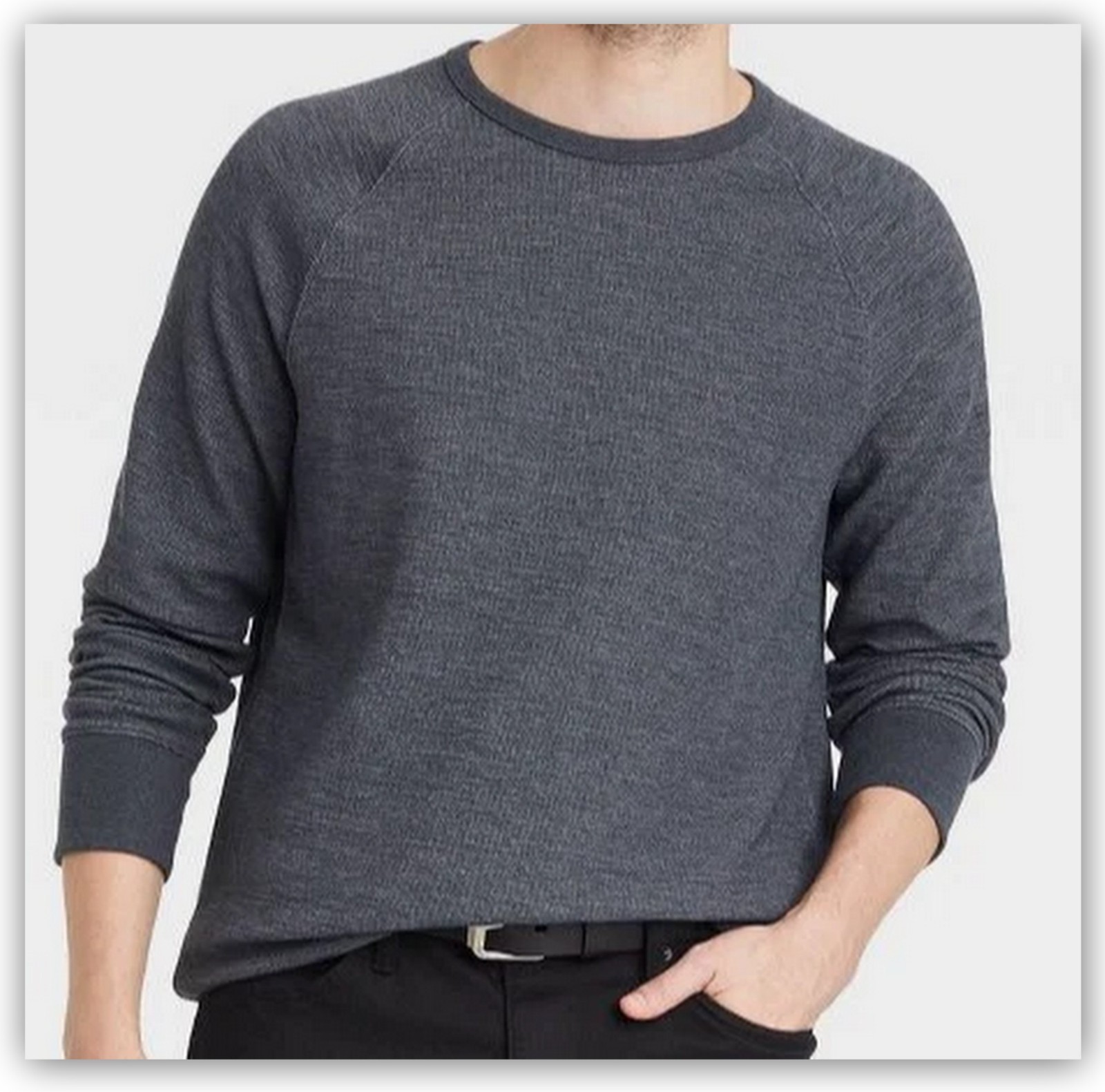 Men’s Long Sleeve TEXTURED PULLOVER Shirts Crewneck Goodfellow