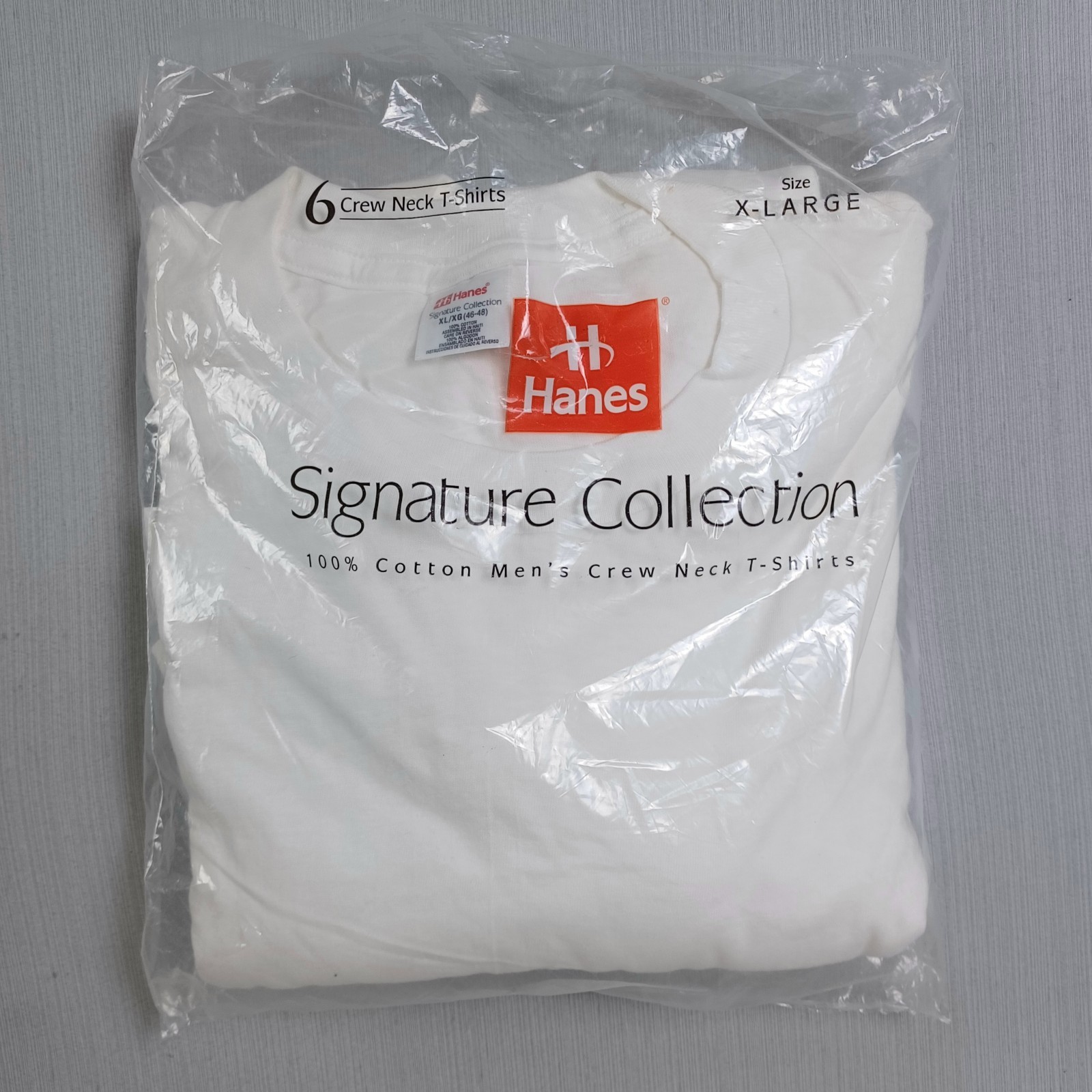Hanes Signature Collection 3-Pack T-Shirts Mens XL 46-48 White 100% Cotton 1998
