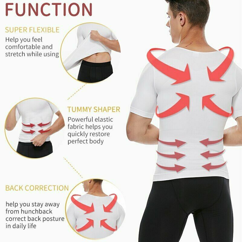 Men Slimming Body Shaper Plus Size Tank Tops Compression Vest Posture Corrector