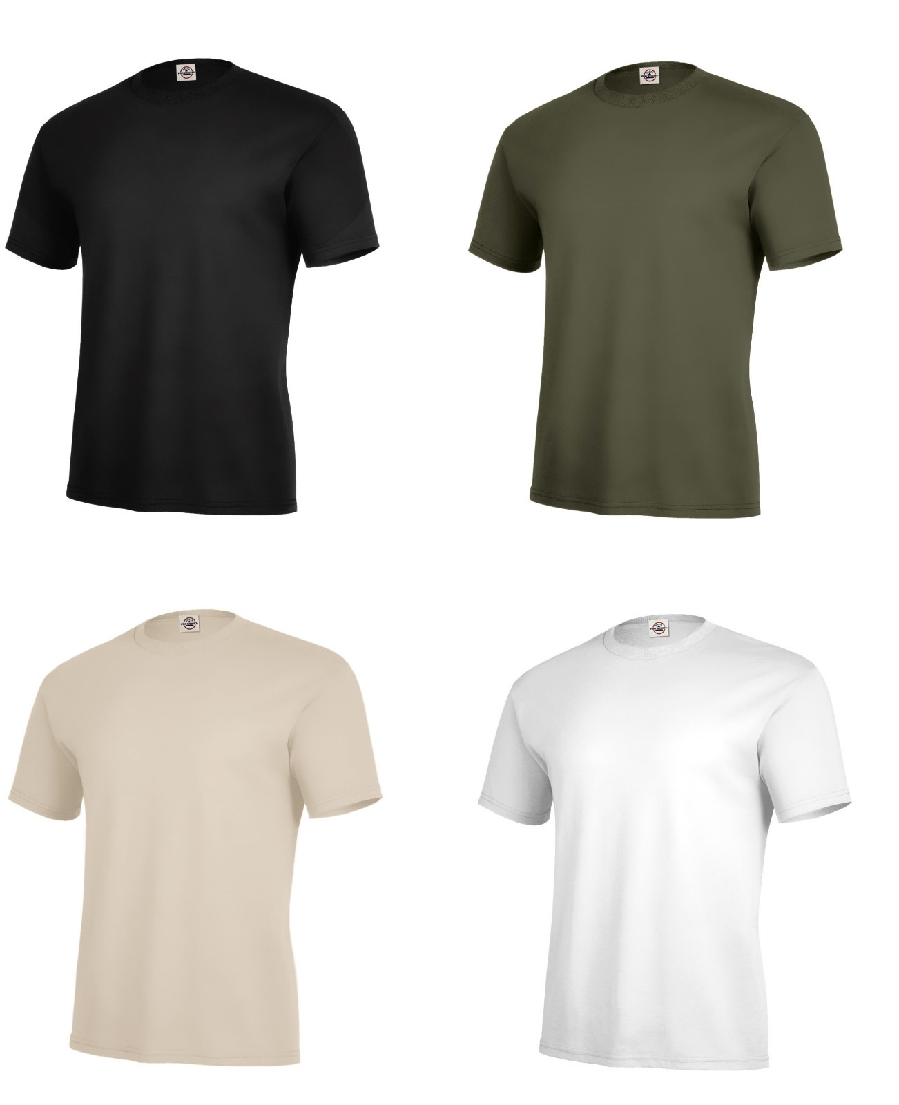 Solid Color T-Shirt Black OD Green Desert Army Navy USMC Plain Blank USAF USMC