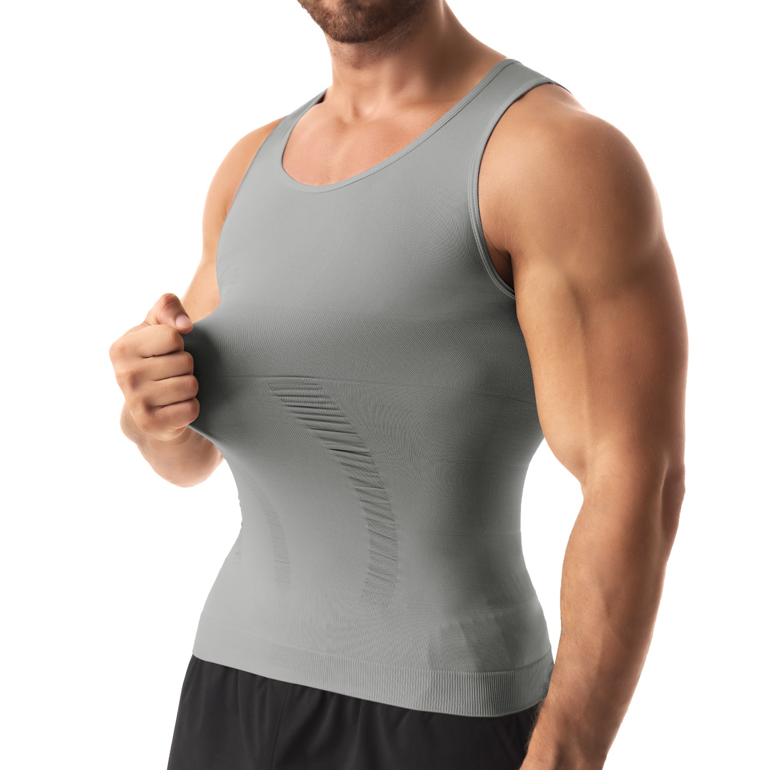 Gynecomastia Moobs Compression Vest Shirts Men Tank Top Slimming Body Shaper US