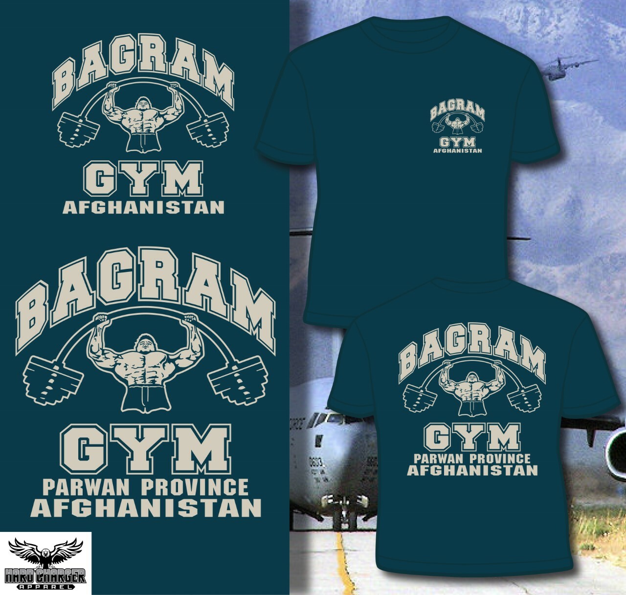 Bagram Gym Parwan Province Army, Navy, MC, Air Force Afghanistan T-shirt