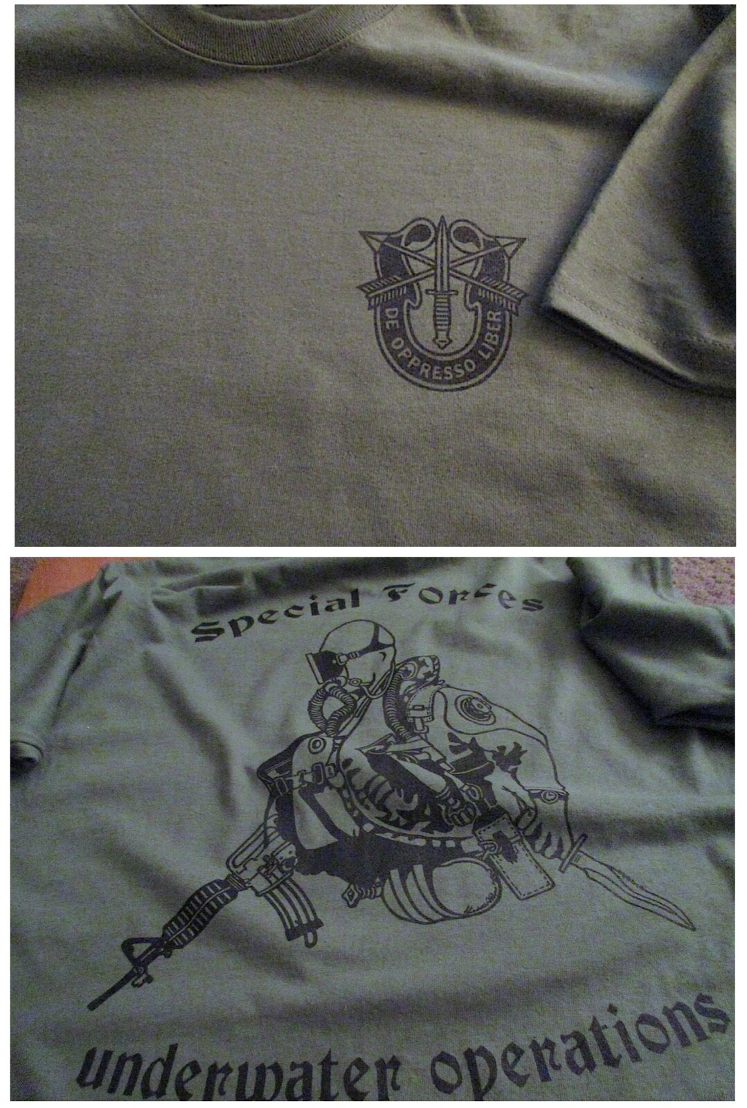 Combat Diver Special Forces Underwater Operations T-SHIRT Large USA 6oz
