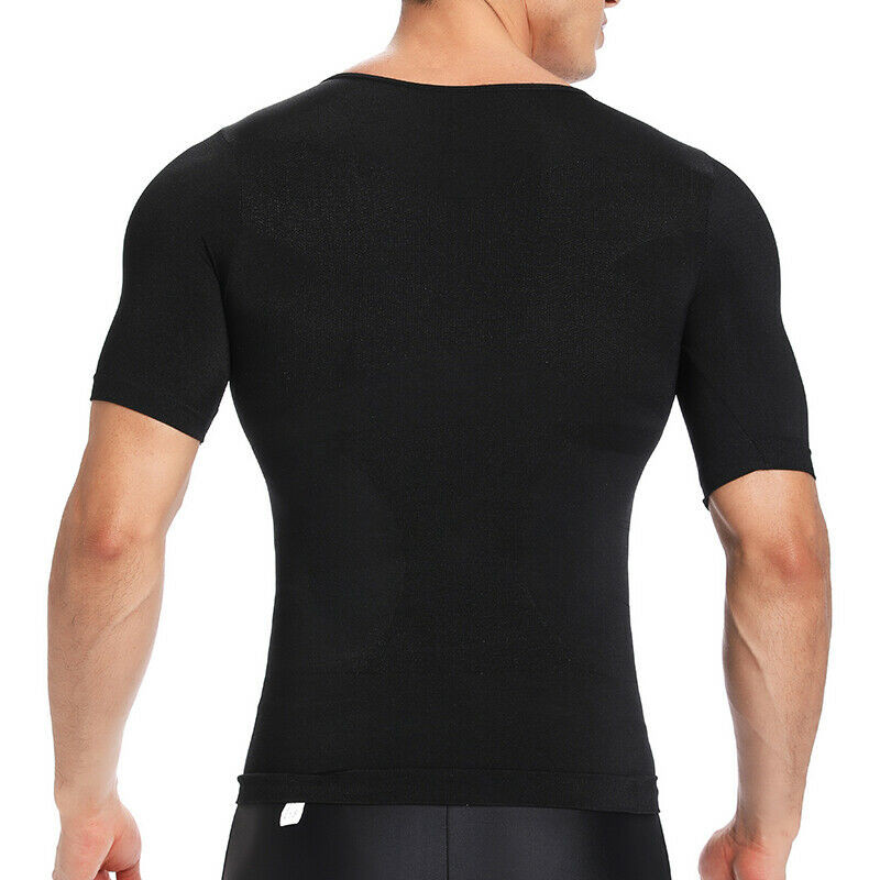 Men Crewneck Pullover T-Shirt Compression Shaper Tummy Control Slimming Tank Top