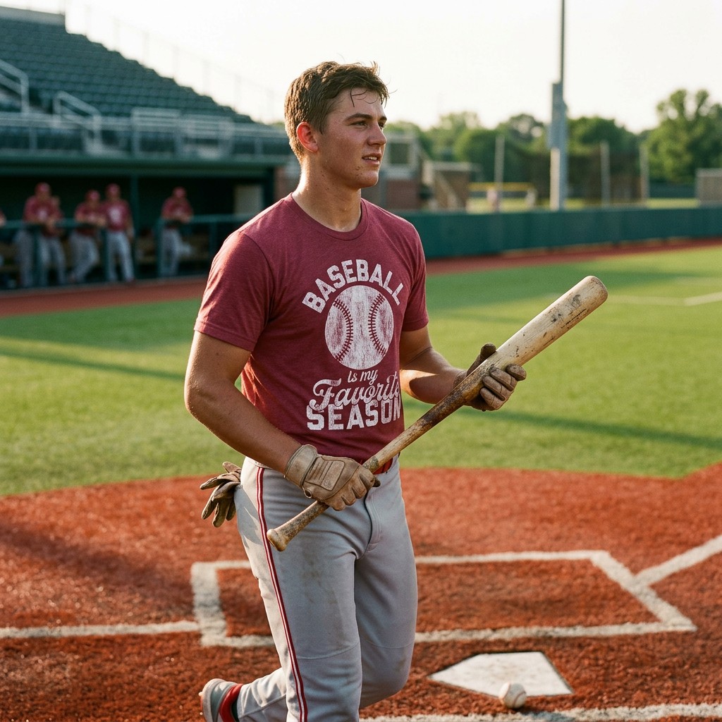 Mens Baseball Is My Favorite Season T Shirt Funny Summer Sports Softball Novelty