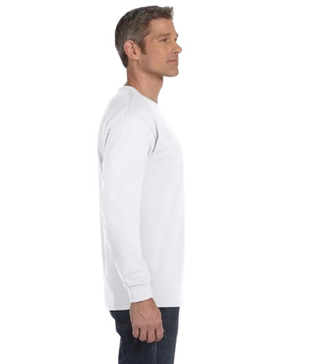Gildan G540 Mens Heavy Cotton Preshrunk Crew Neck Long Sleeve T-Shirt 3 PK White