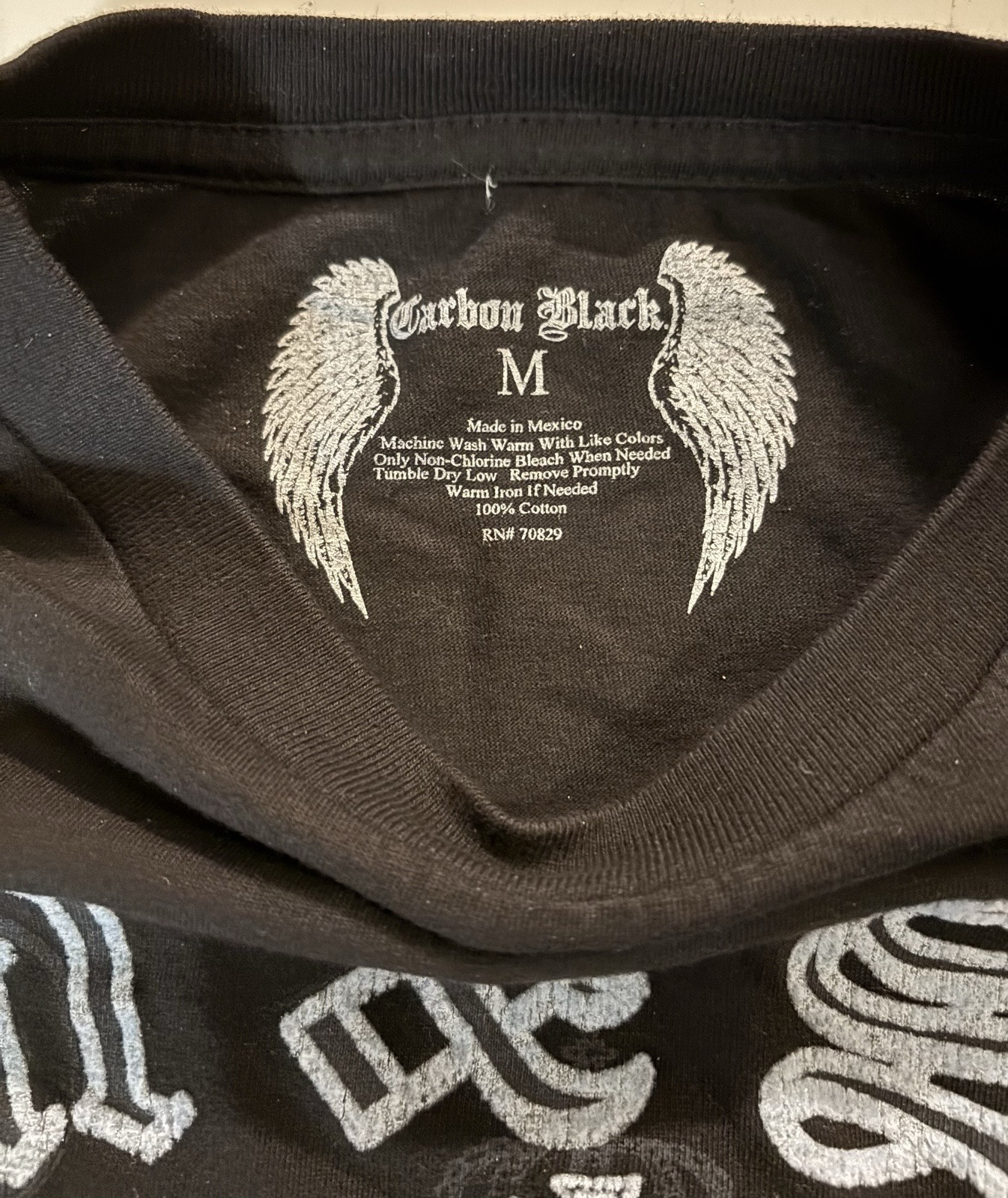 Vtg Y2K Carbon Black AOP Beaded Crown Crest Eagle T Shirt S/M (read)* Cyber Goth
