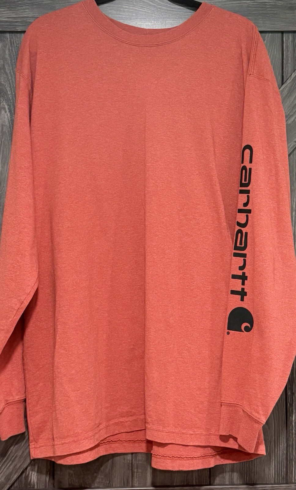 Carhartt Men’s Sz XL Burnt Orange Spell Out Long Sleeve T-Shirt Original Fit