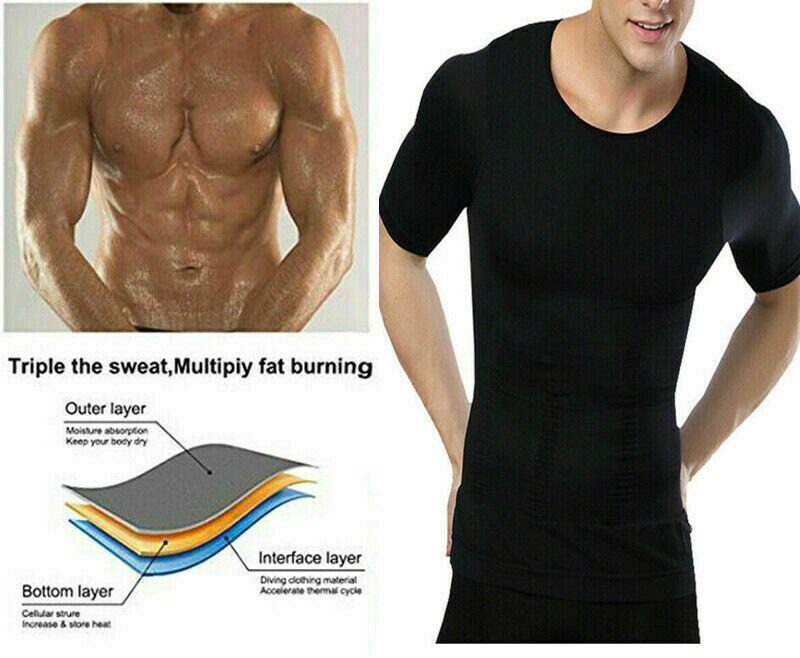 Men’s Fashion Compression T-Shirt Body Shaper Crew Neck Muscle Workout Tank Top