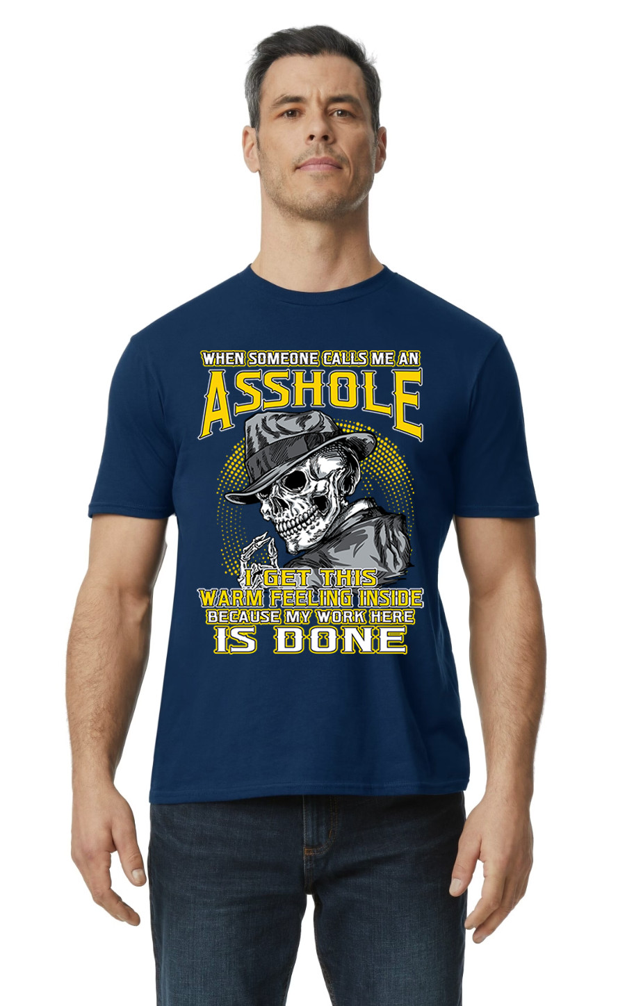 Funny Adult Humor Sarcastic A Hole T Shirt Graphic Design Navy T-Shirt Gift