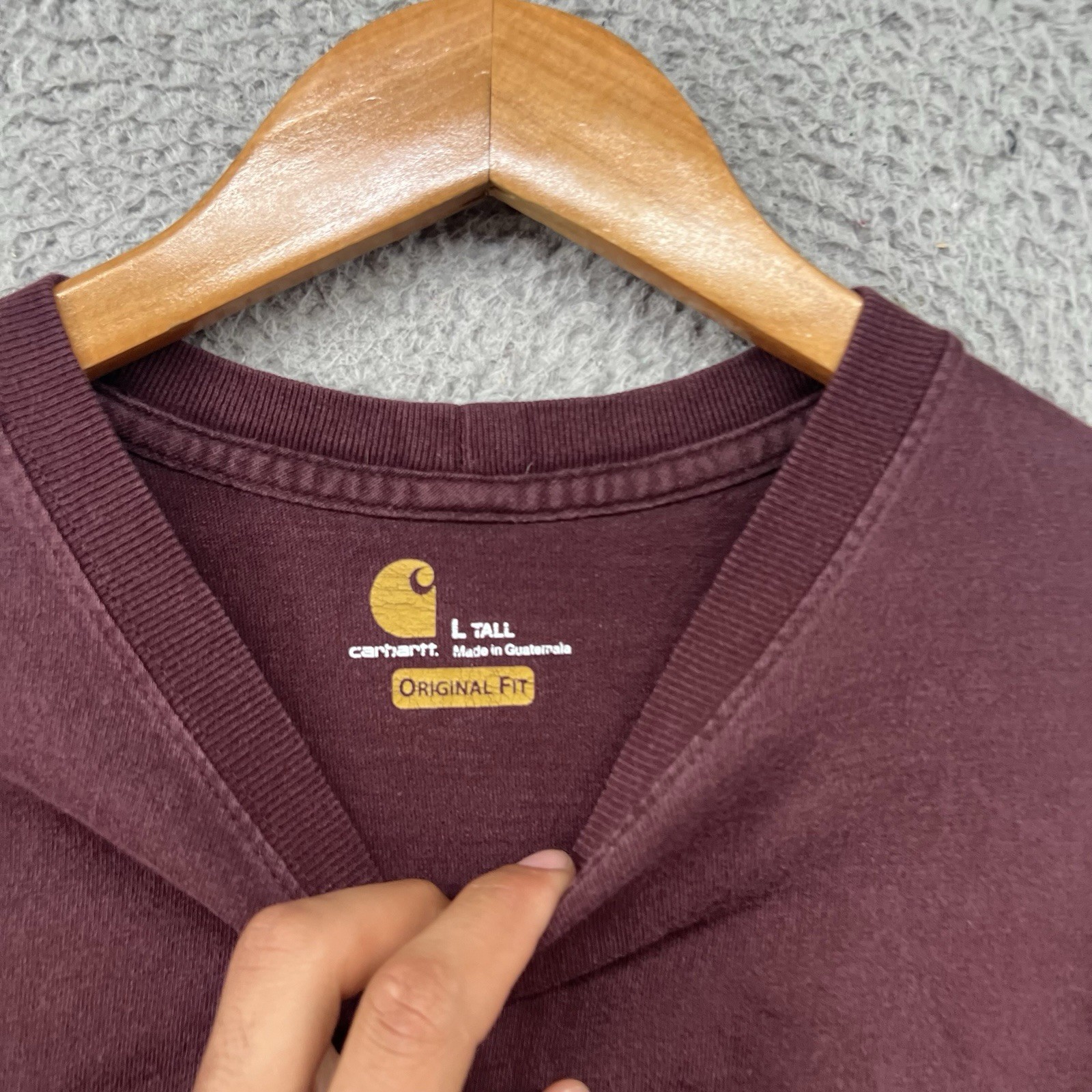 Carhartt Shirt Mens Large Tall LT Red Pocket T Relaxed Loose Long Sleeve Crew