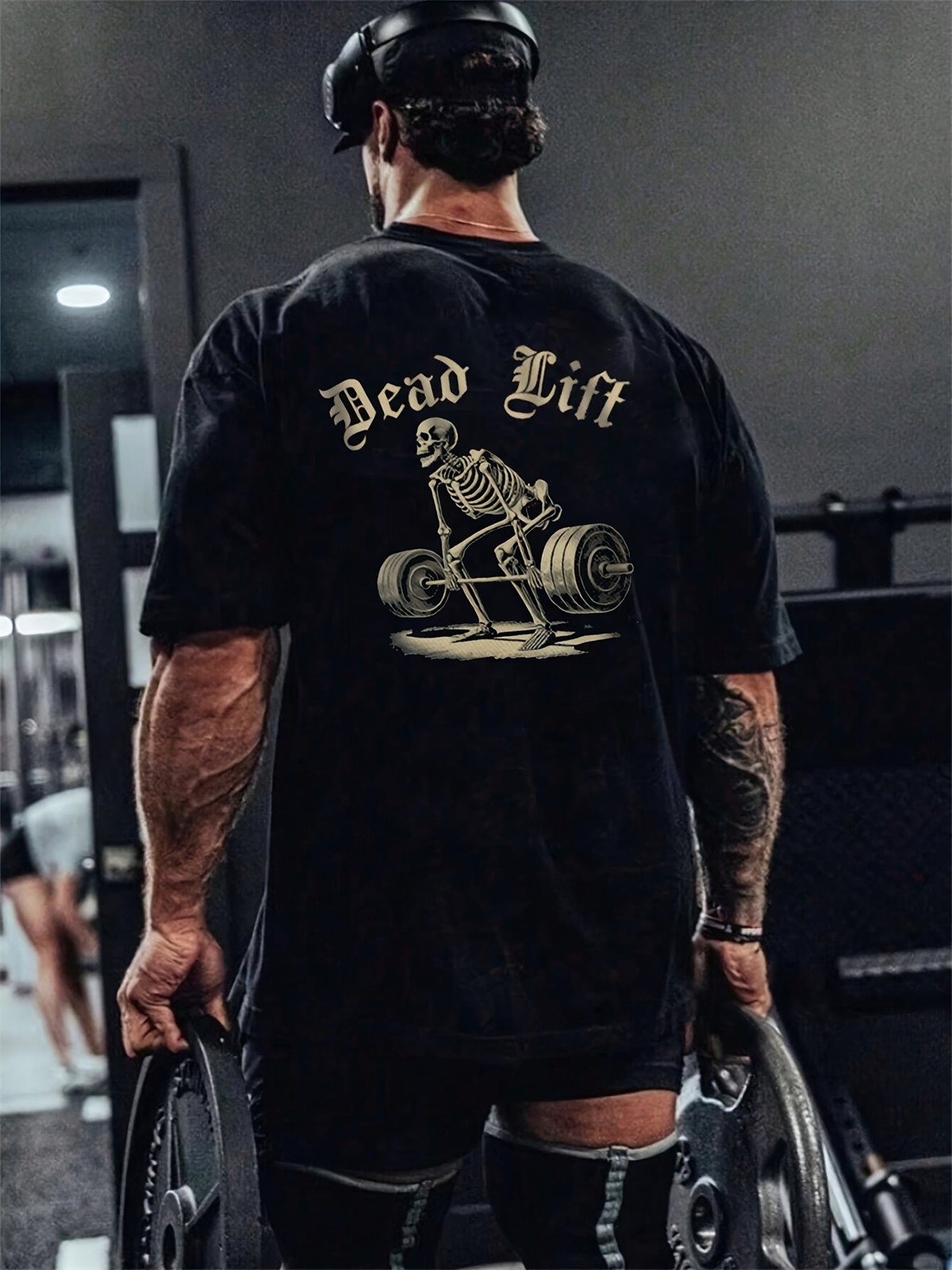 Men’s Dead Lift Skeleton Graphic T-Shirt Funny Gym Workout Tee