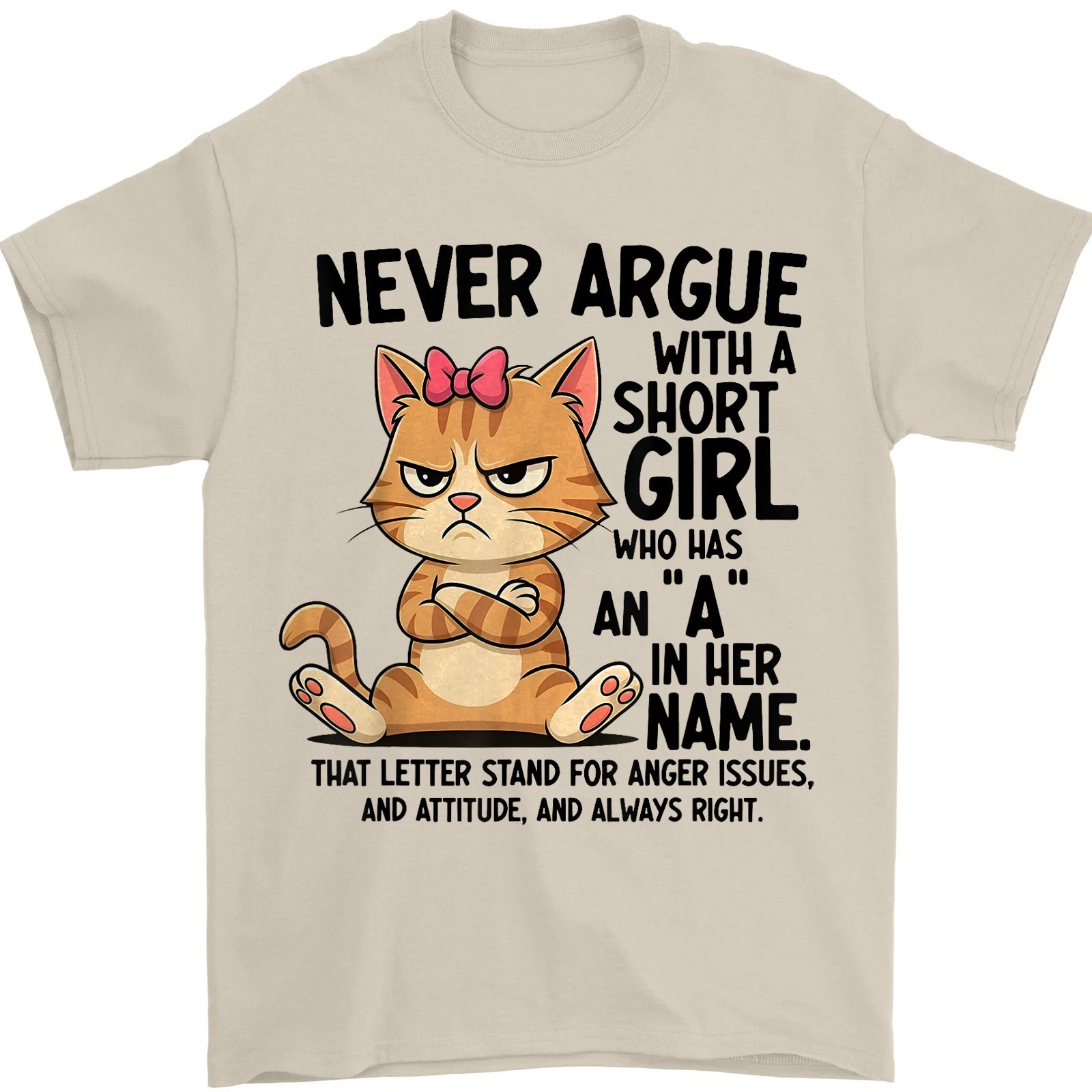 Short Girl With An A Funny Cat Attitude T-Shirt