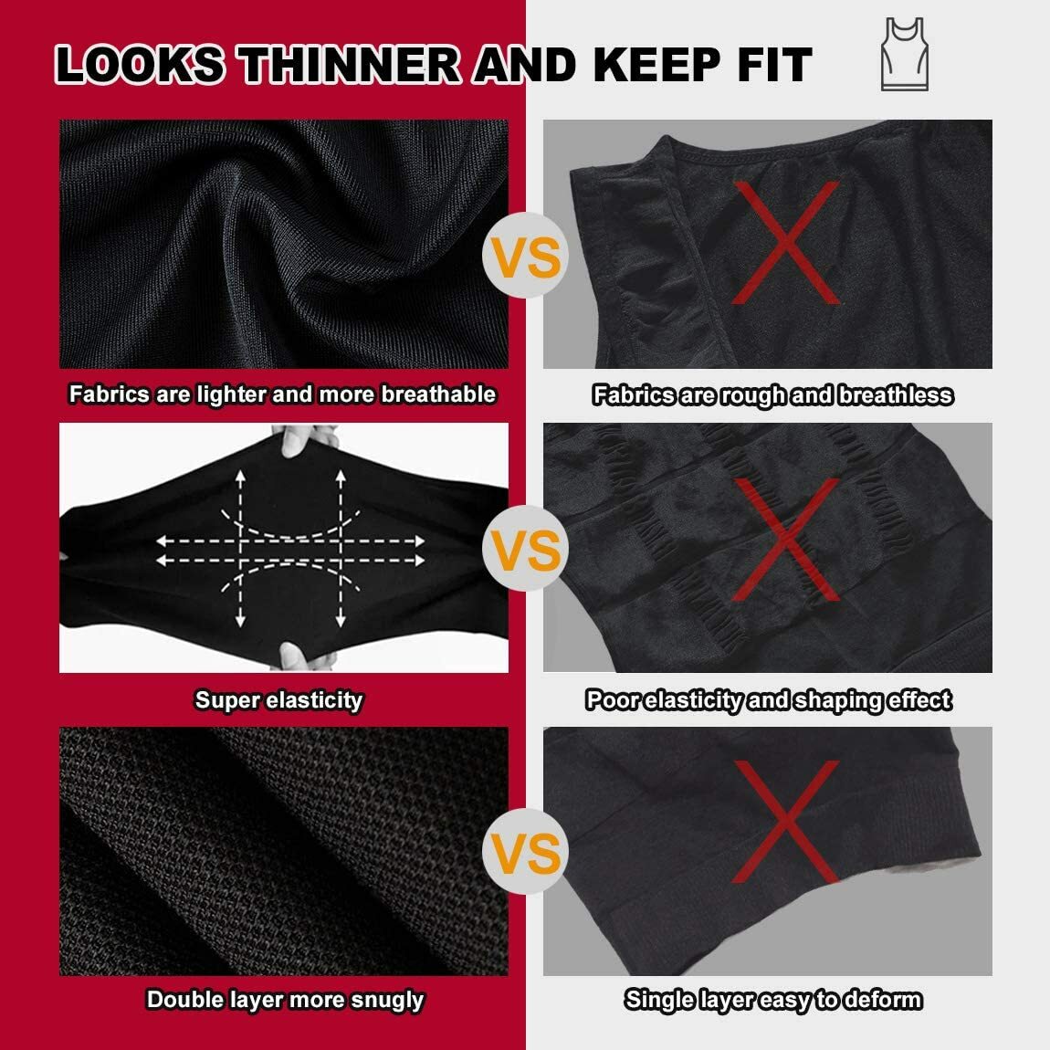 Men Slimming Body Shaper Vest Gynecomastia Compression Shirts Belly Control Tops