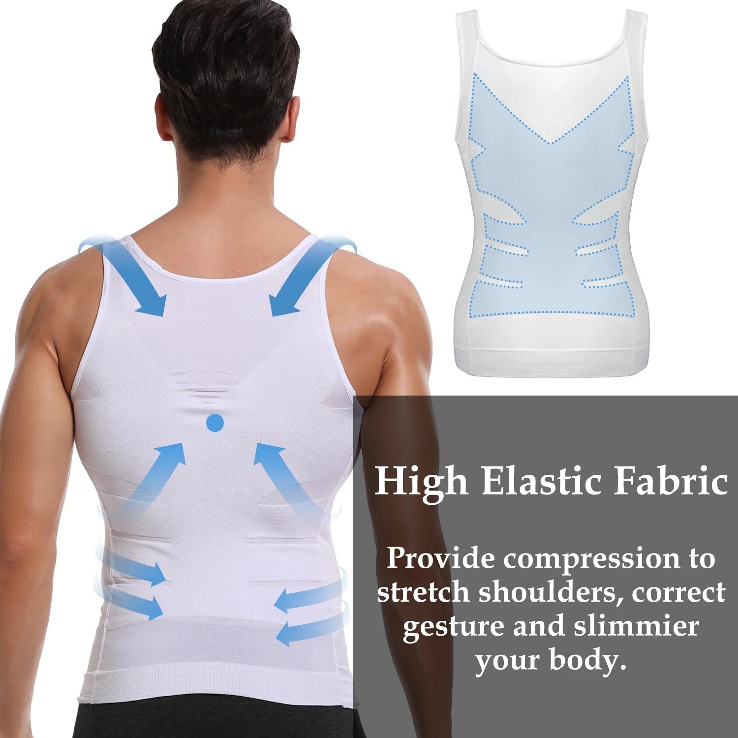 3 Pack Men Compression Shirts Slimming Body Shaper Vest Tummy Control Shapewear