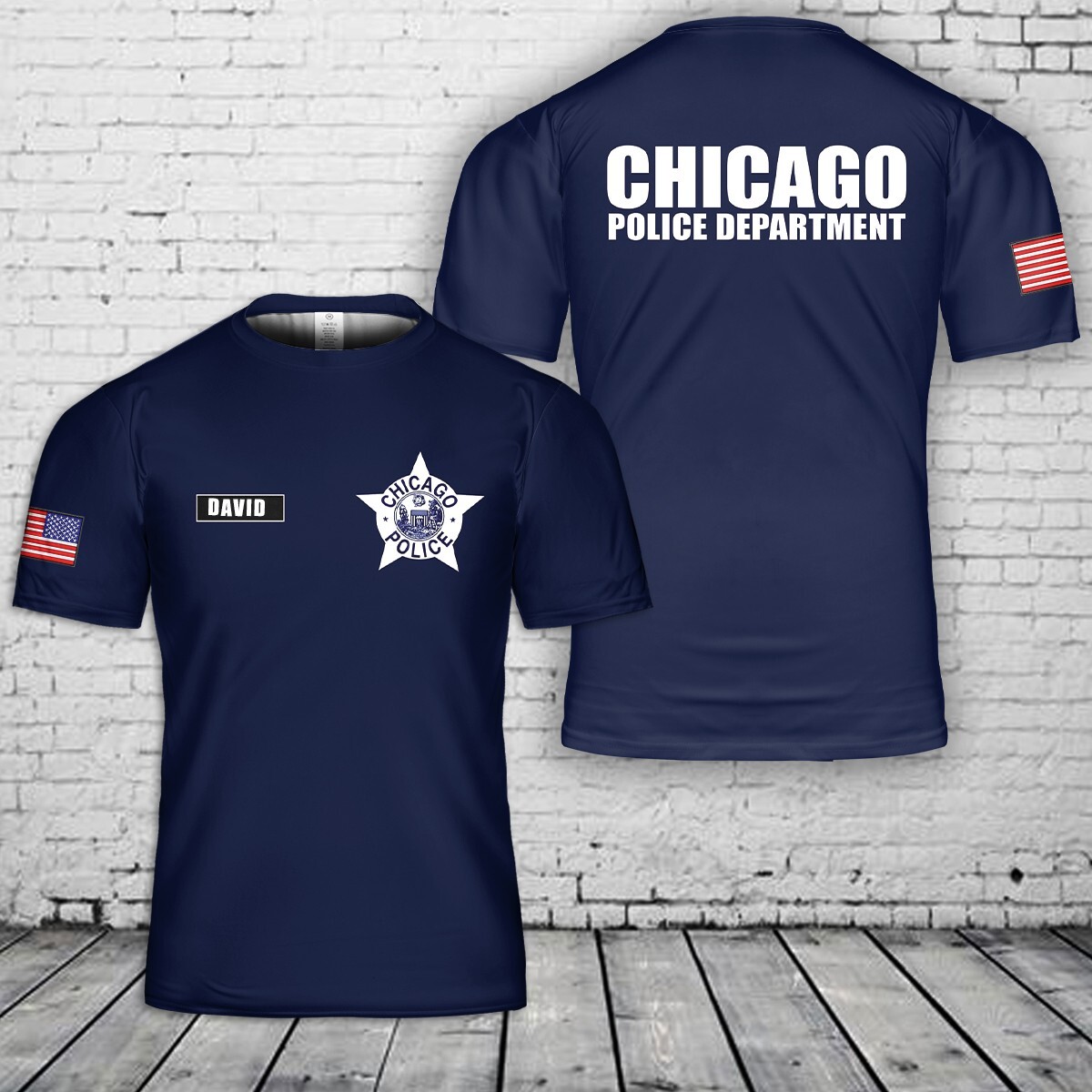 Custom Name Chicago Police All Over Printed Shirt 3D T- shirt Full Size S-5XL