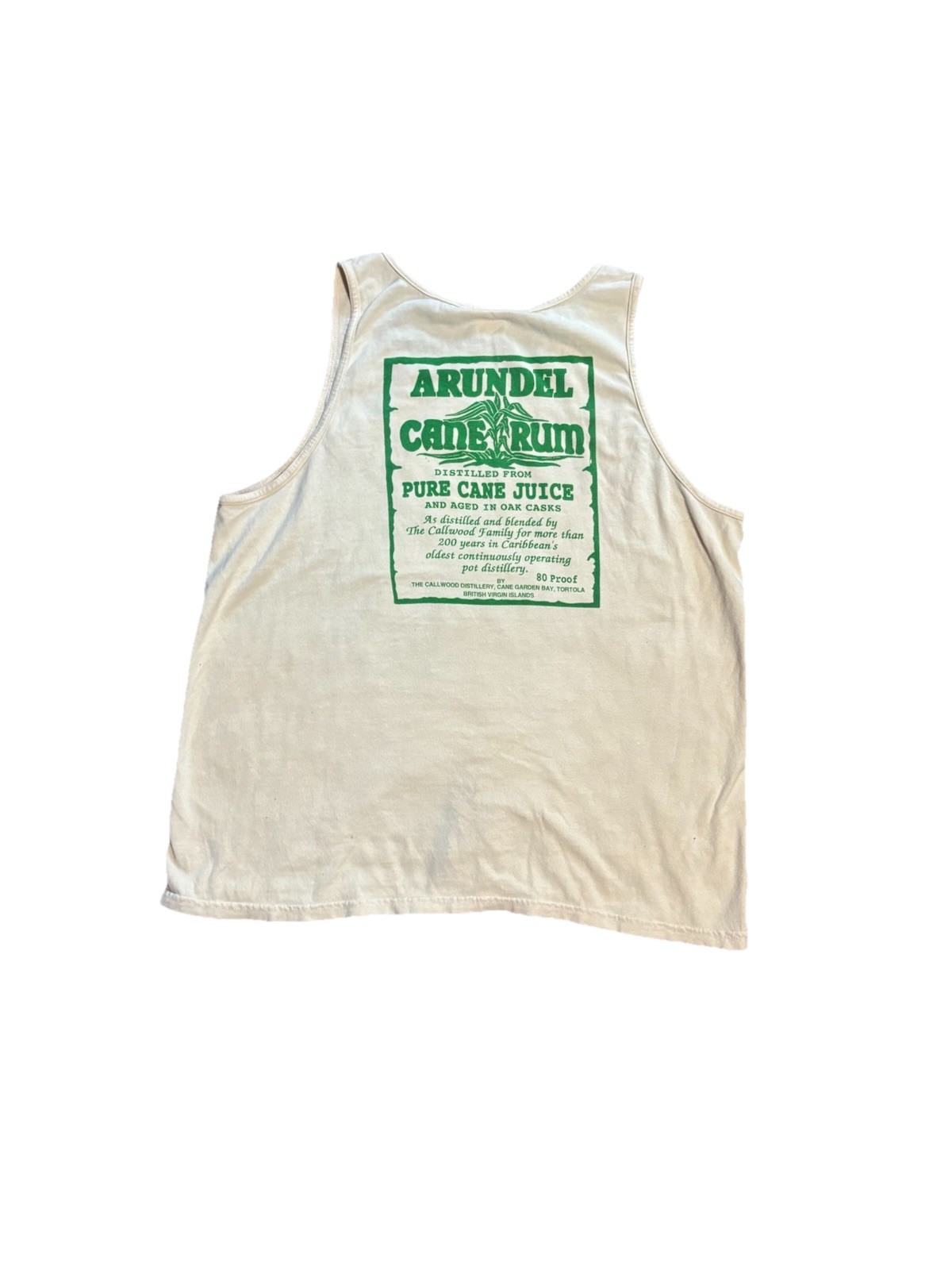 Vintage Comfort Colors Men’s Beige Cane Garden Bay Graphic 100%Cotton Tank Top L