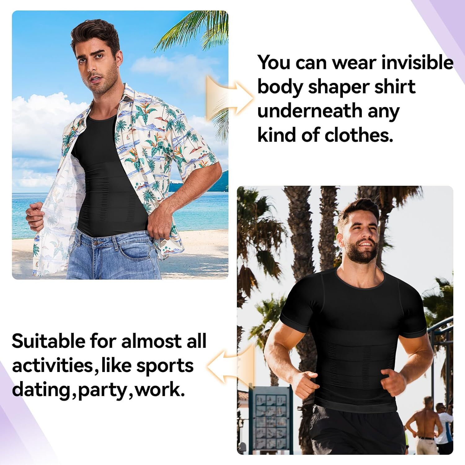 Men Compression Vest Girdle Tank Top Slimming T-Shirt Body Shaper Belly Chest