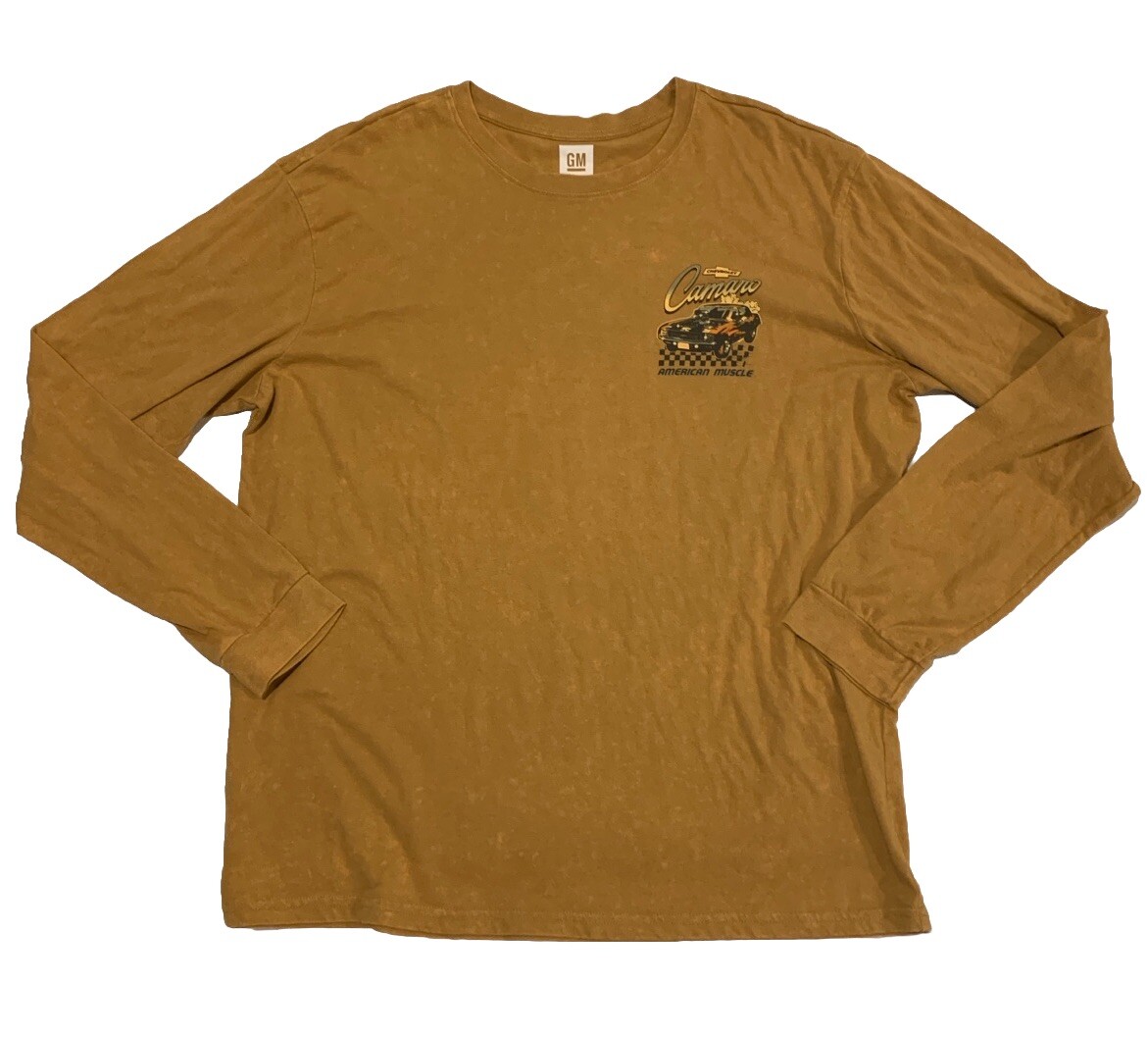 Chevrolet Camaro Long Sleeve T Shirt Size XL GM Licensed Burnt Orange Marbled