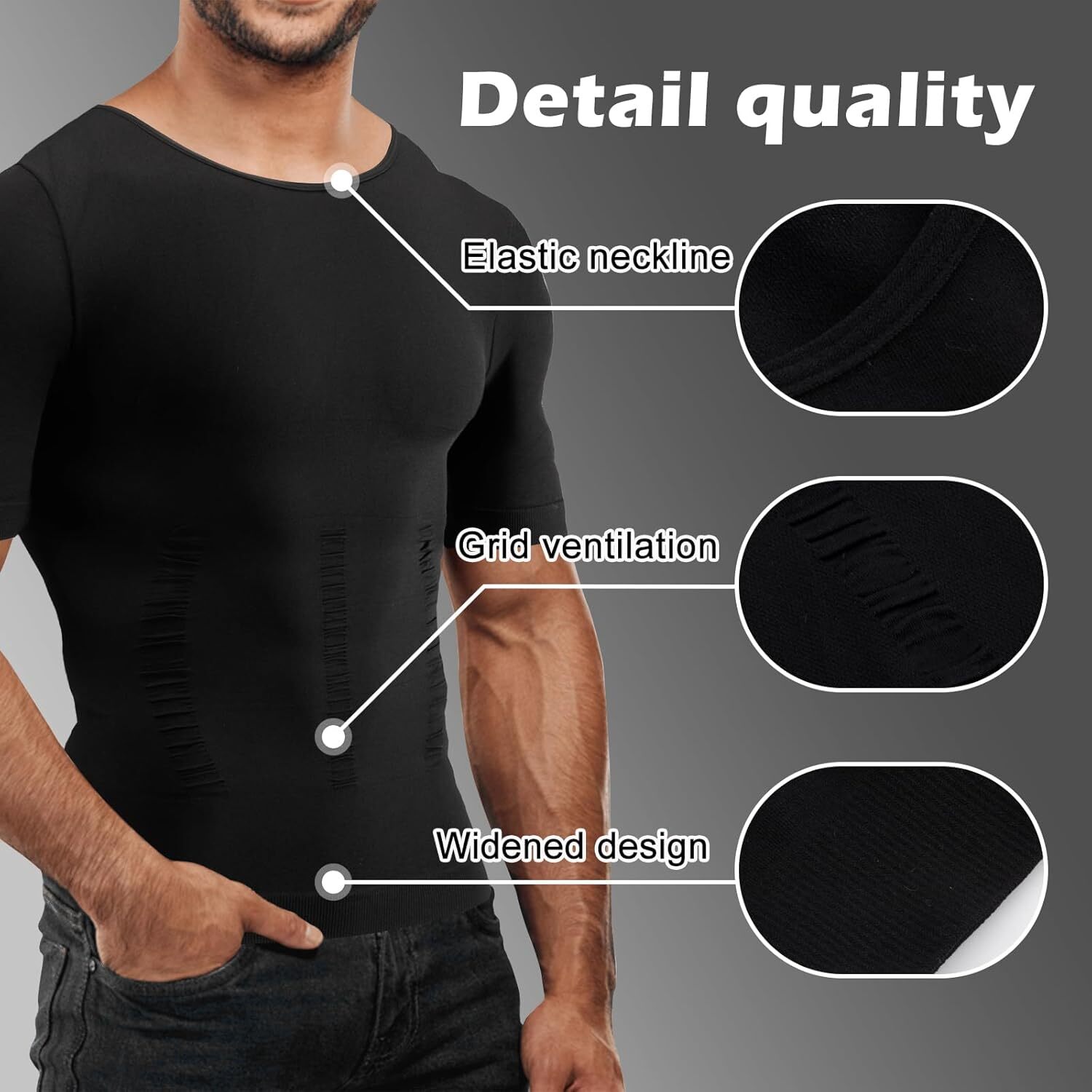 Mens Compression Shirt Slimming Body Shaper Tight Tank Top Breathable Underwear