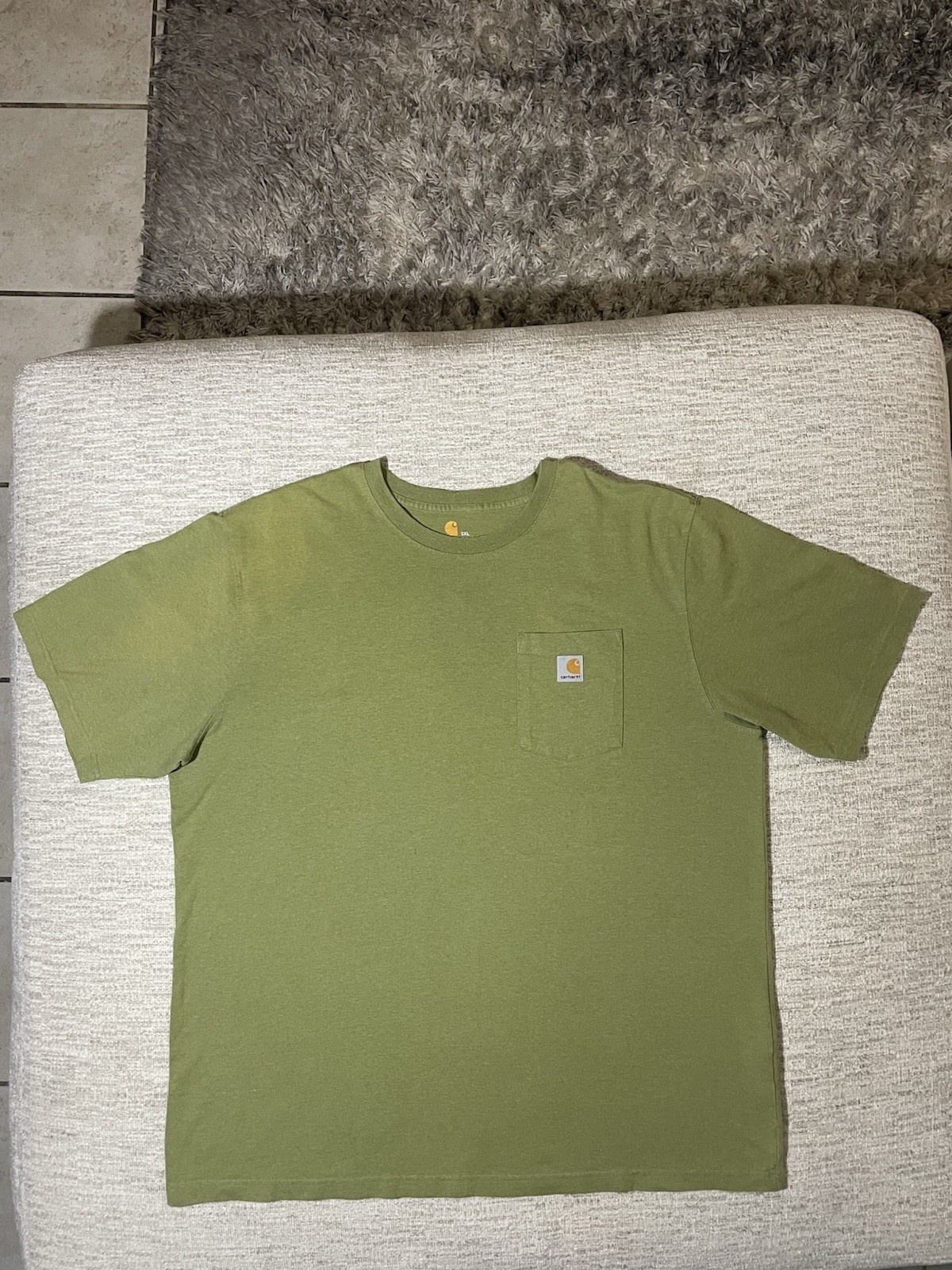 Carhartt Men’s 2XL T-Shirt Green Pocket Original Fit Crew Neck Cotton Heavyweigh