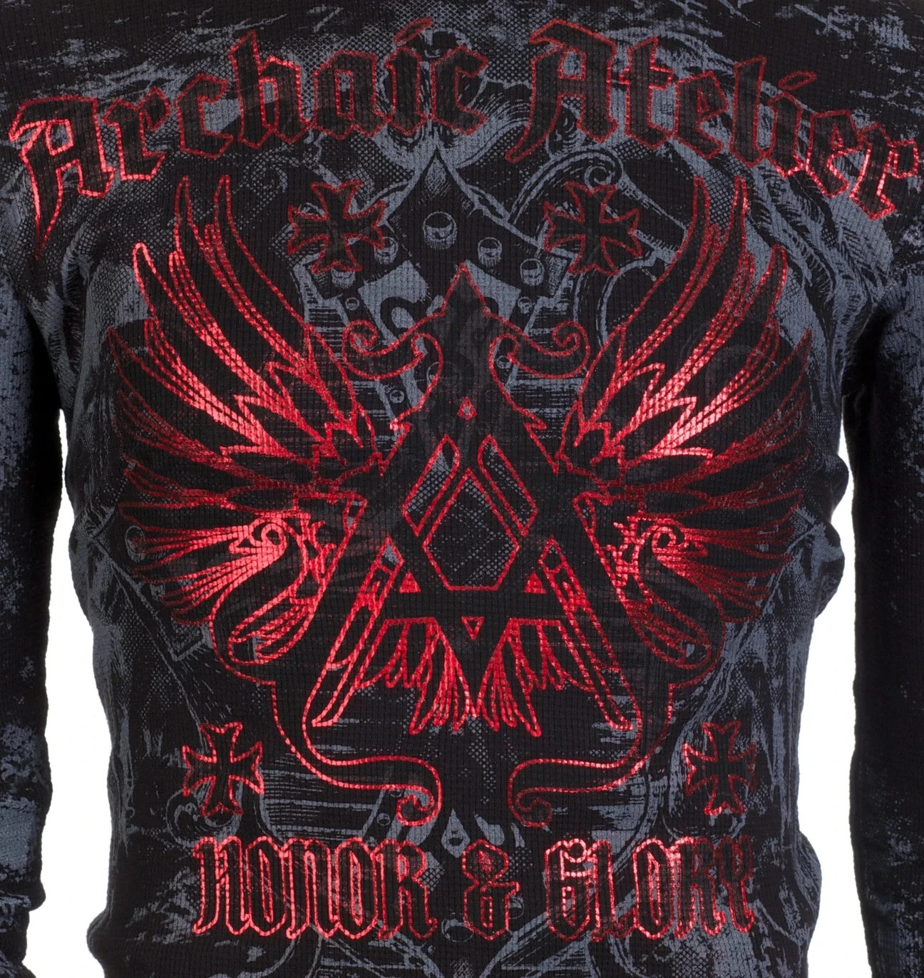 ARCHAIC by AFFLICTION Men’s Long Sleeve THERMAL Shirt ACHILLES Biker Black $58