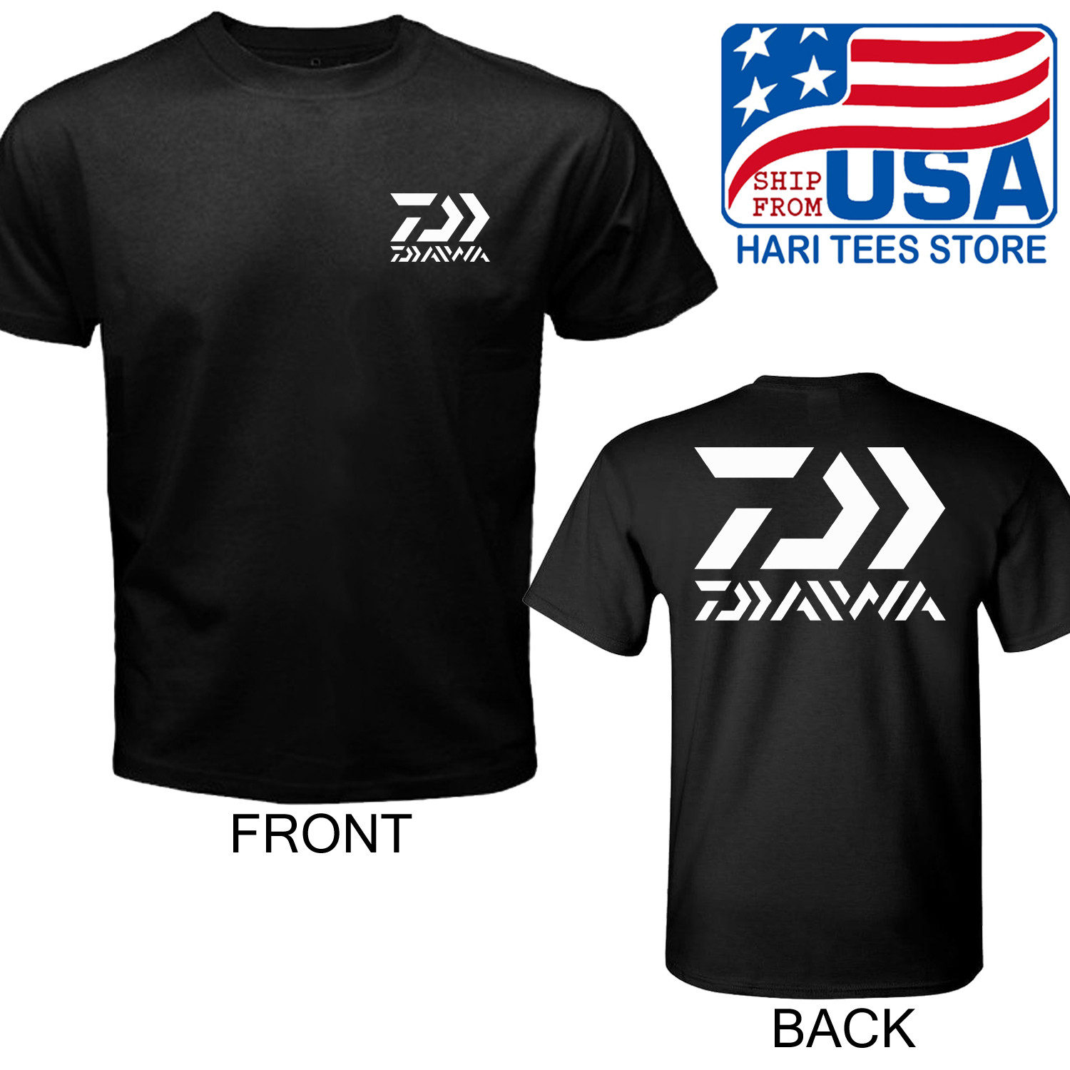 Daiwa Fishing Logo Men’s Black T-shirt Size S to 5XL