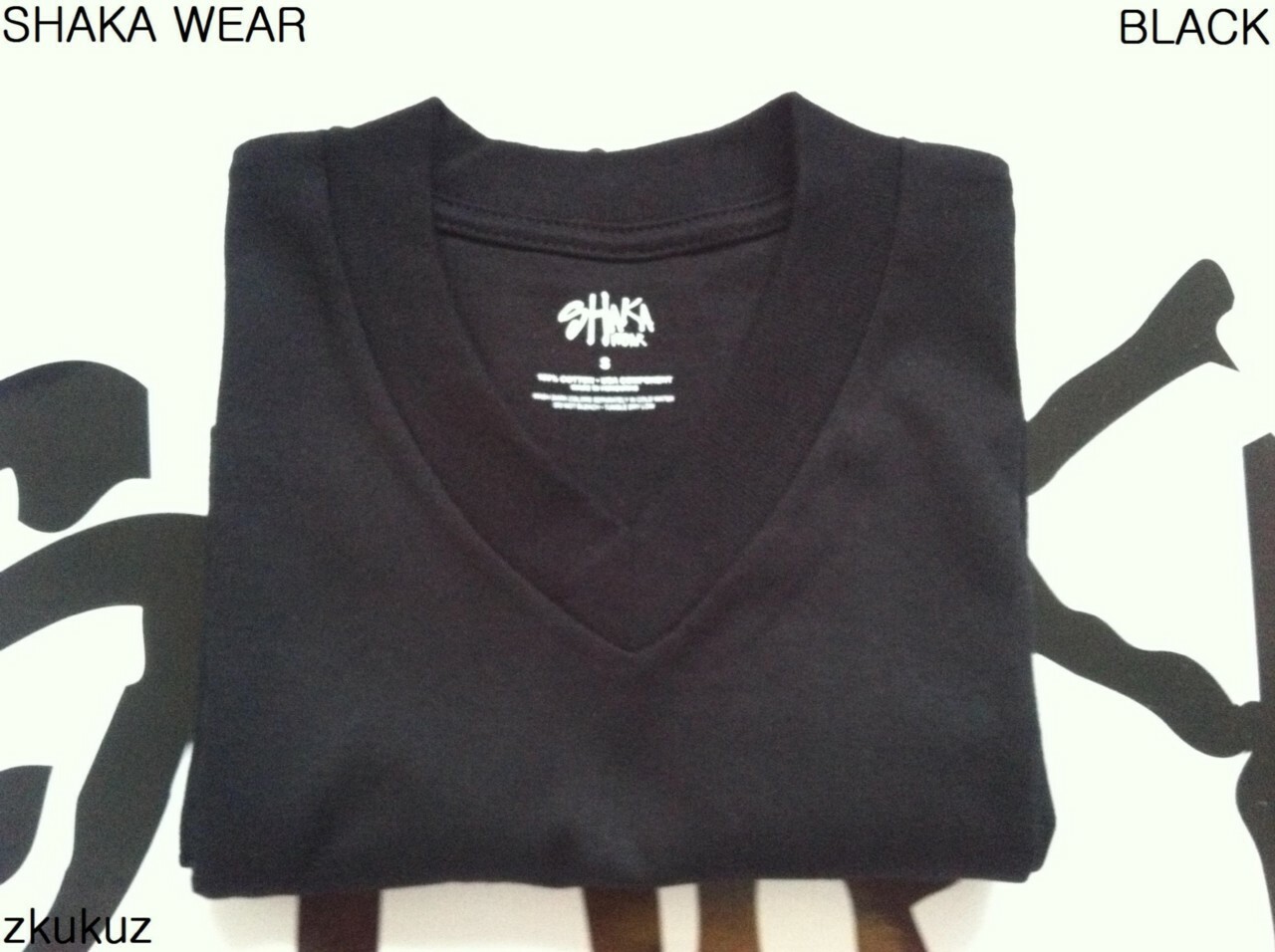 3 NEW SHAKA WEAR PLAIN SHORT SLEEVE V-NECK T-SHIRT BLACK BLANK S-3XL 3PC