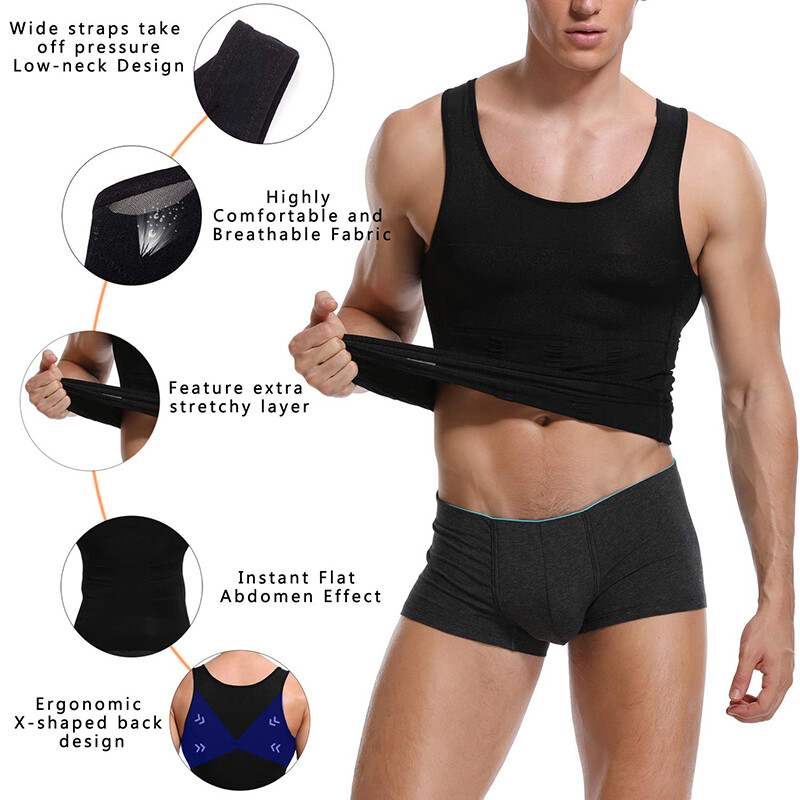 Men’s Shaper Cooling T-Shirt Compression Belly Vest Slimming Underwear Tank Top