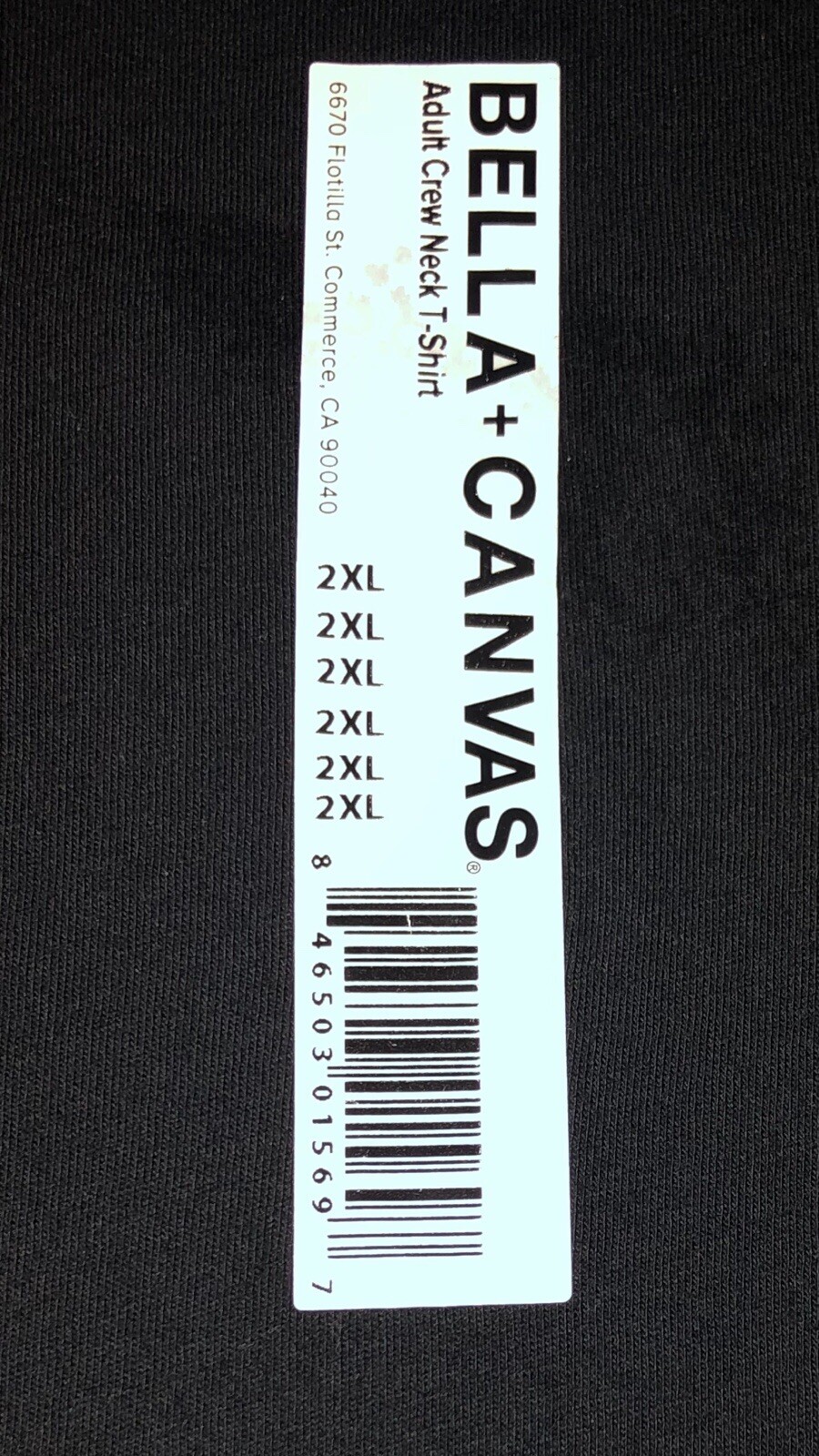 Bella Canvas Adult 2XL Black Cotton Jersey Short Sleeve Crew Neck T-Shirt New