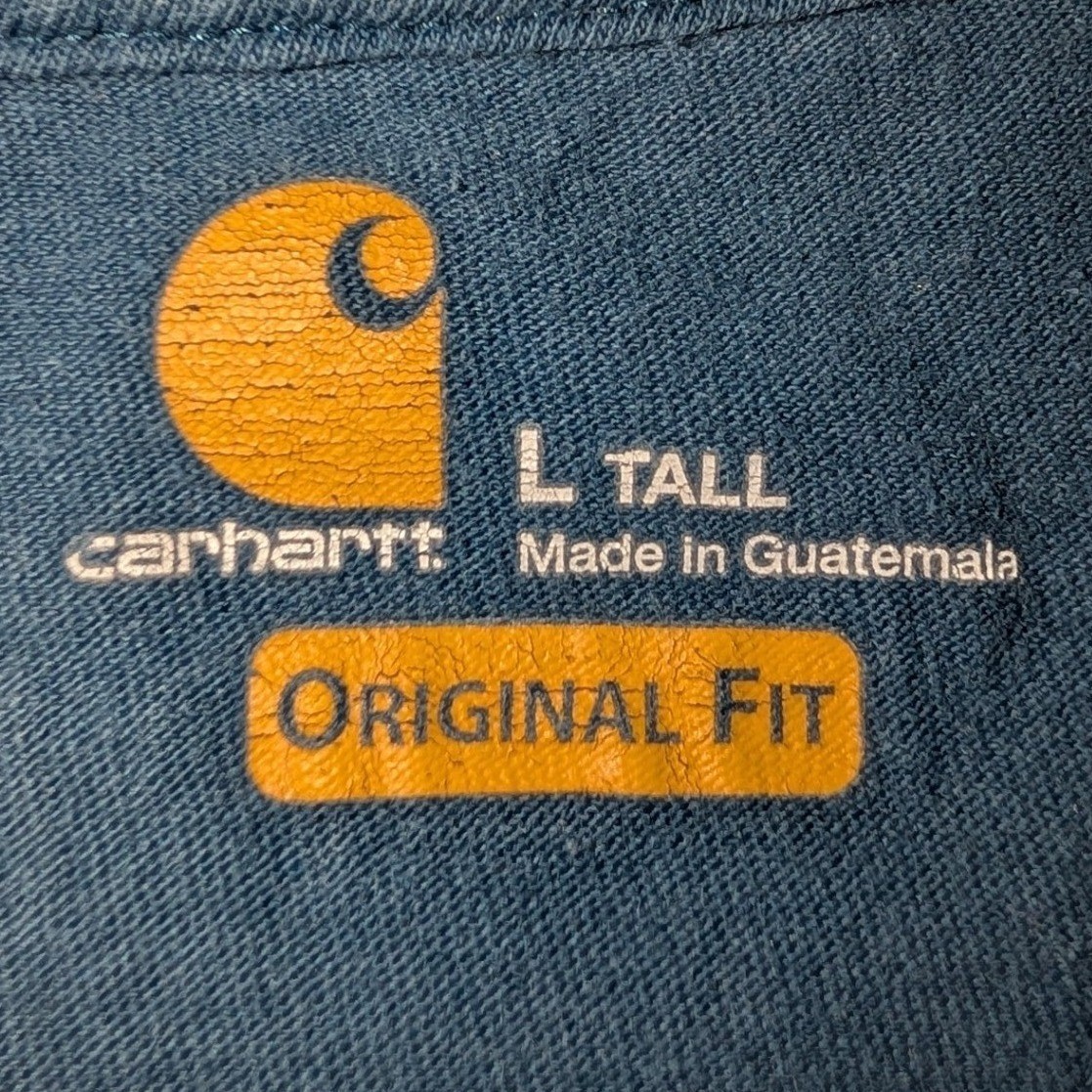 Carhartt Original Fit T Shirt Men’s L Tall Blue Front Logo Graphic Workwear Tee