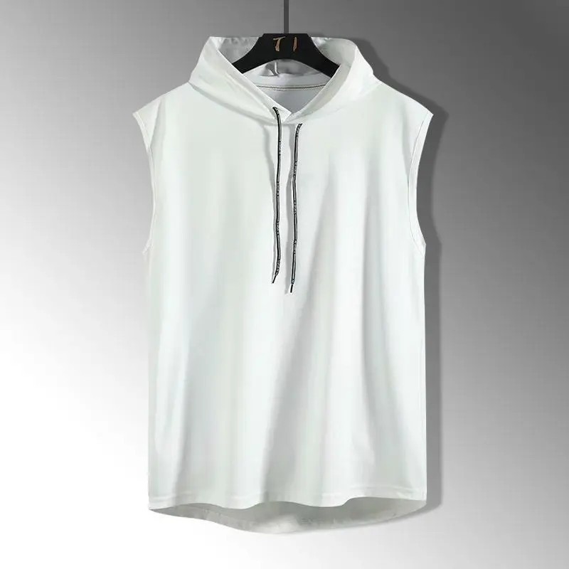 Solid Color Men’s Tank Tops Vest Sleeveless Tees For Male Hooded