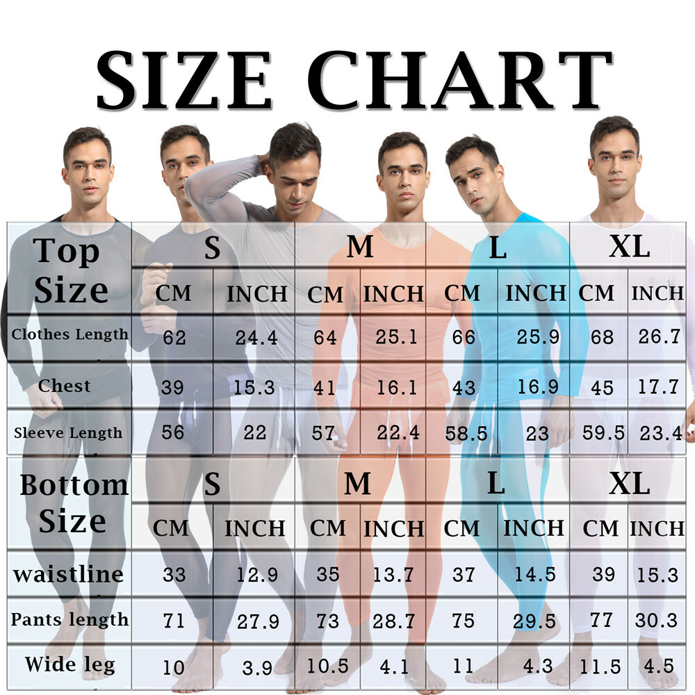 Sexy Mens Top Pants Mesh Perspective Fitness Suit Casual Home Wear T-shirt Pants