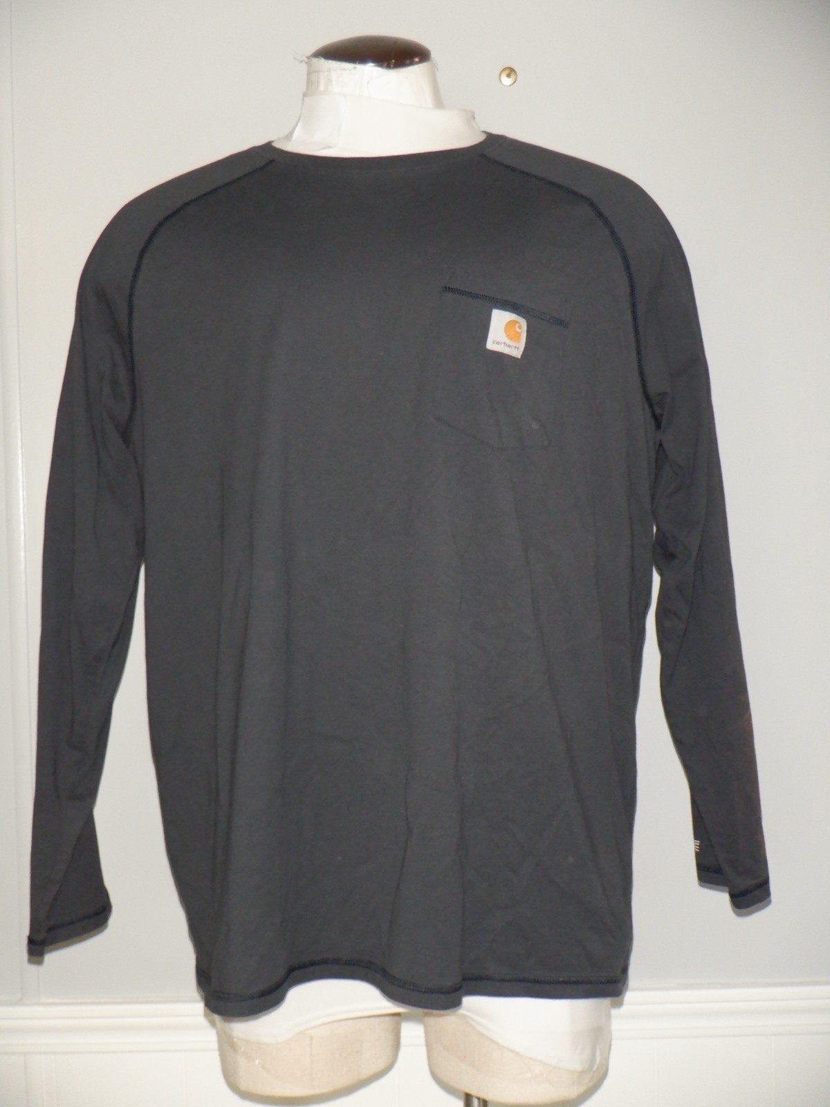 Mens CARHARTT FORCE RELAXED FIT Sz XL Gray Pocket Long Sleeved Crew Neck T-Shirt